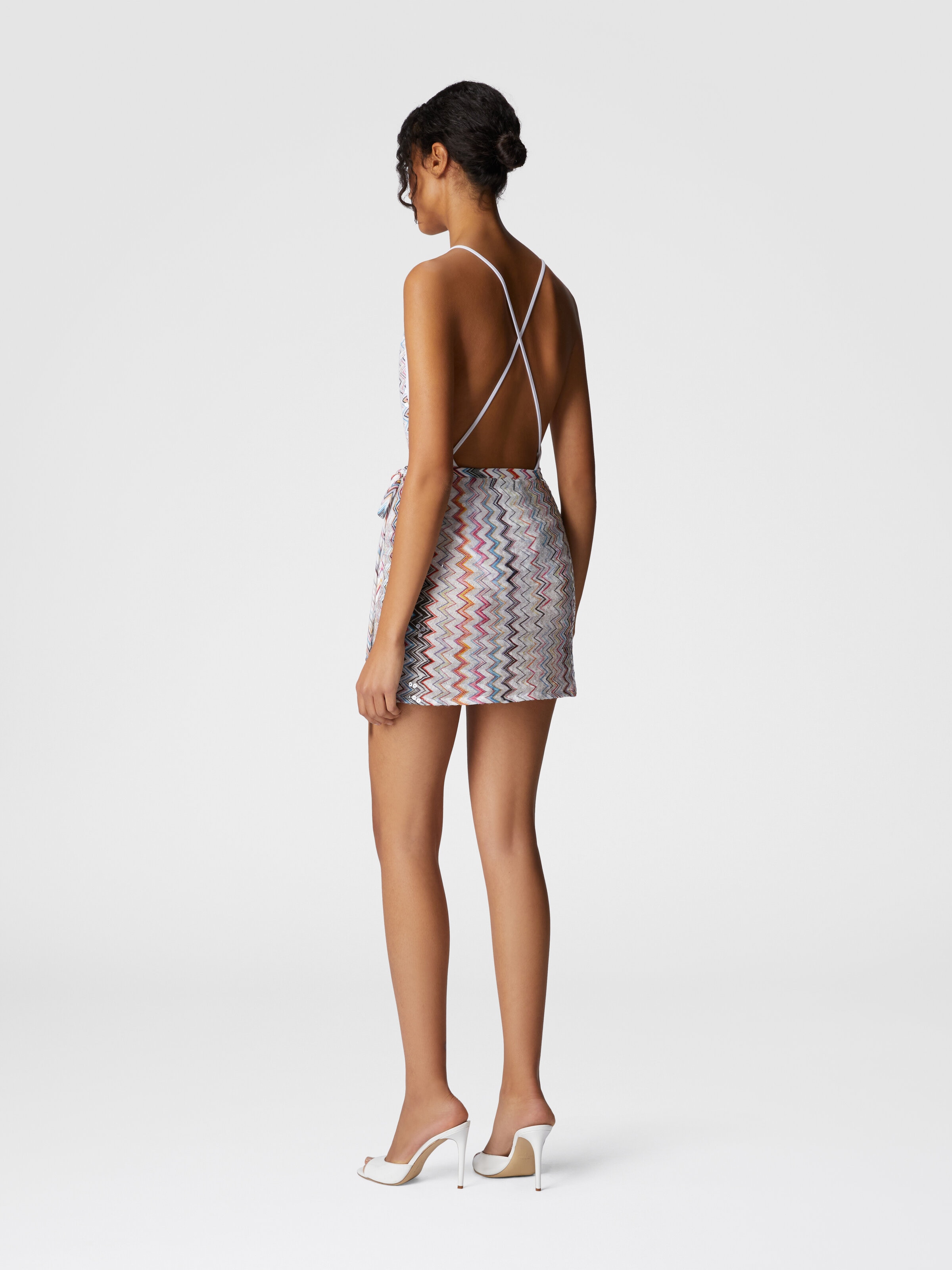 Mini falda pareo en mezcla de viscosa, Multicolor  - 2