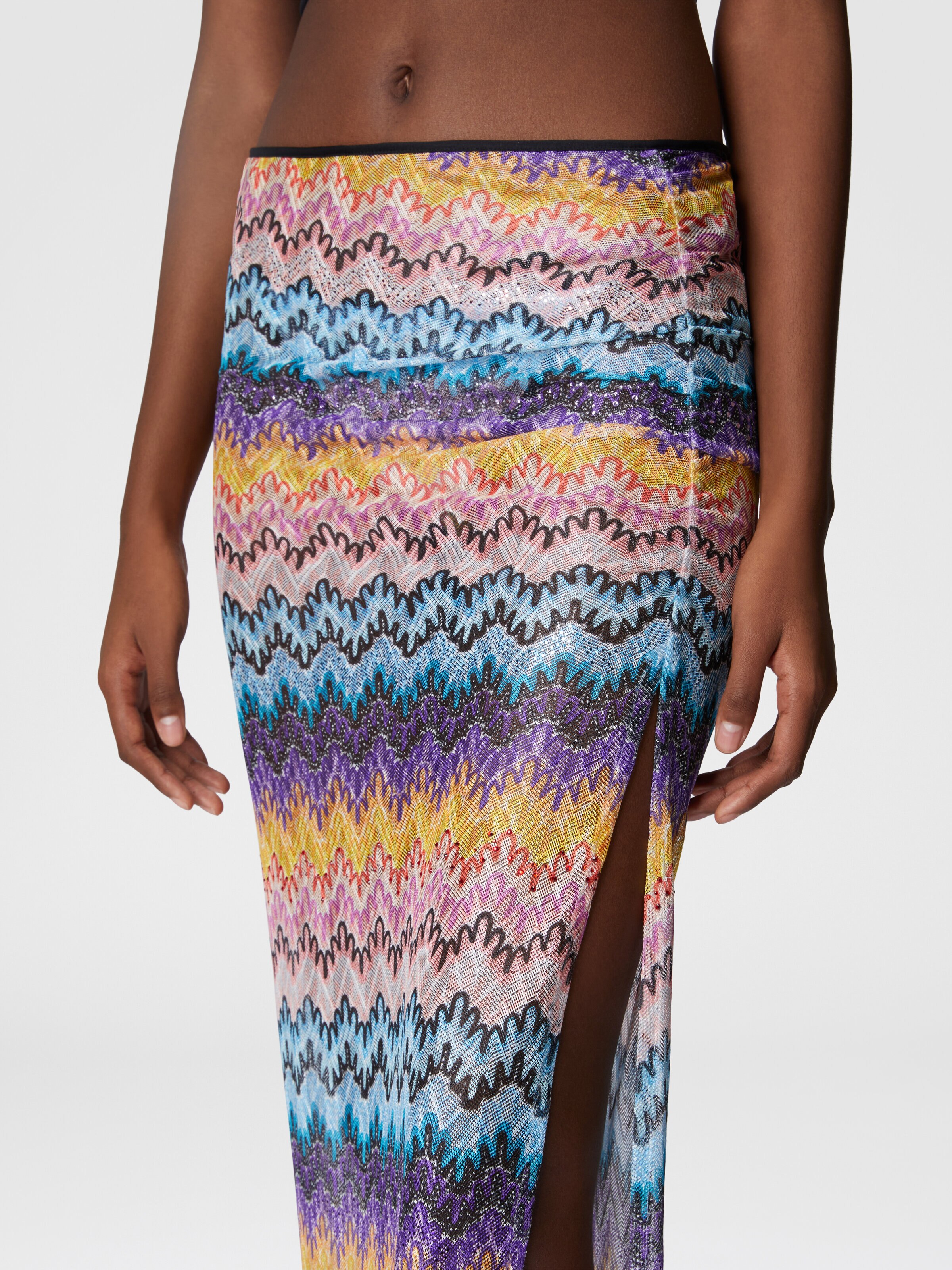 Long printed lace skirt with zig zag pattern, Multicoloured  - 4