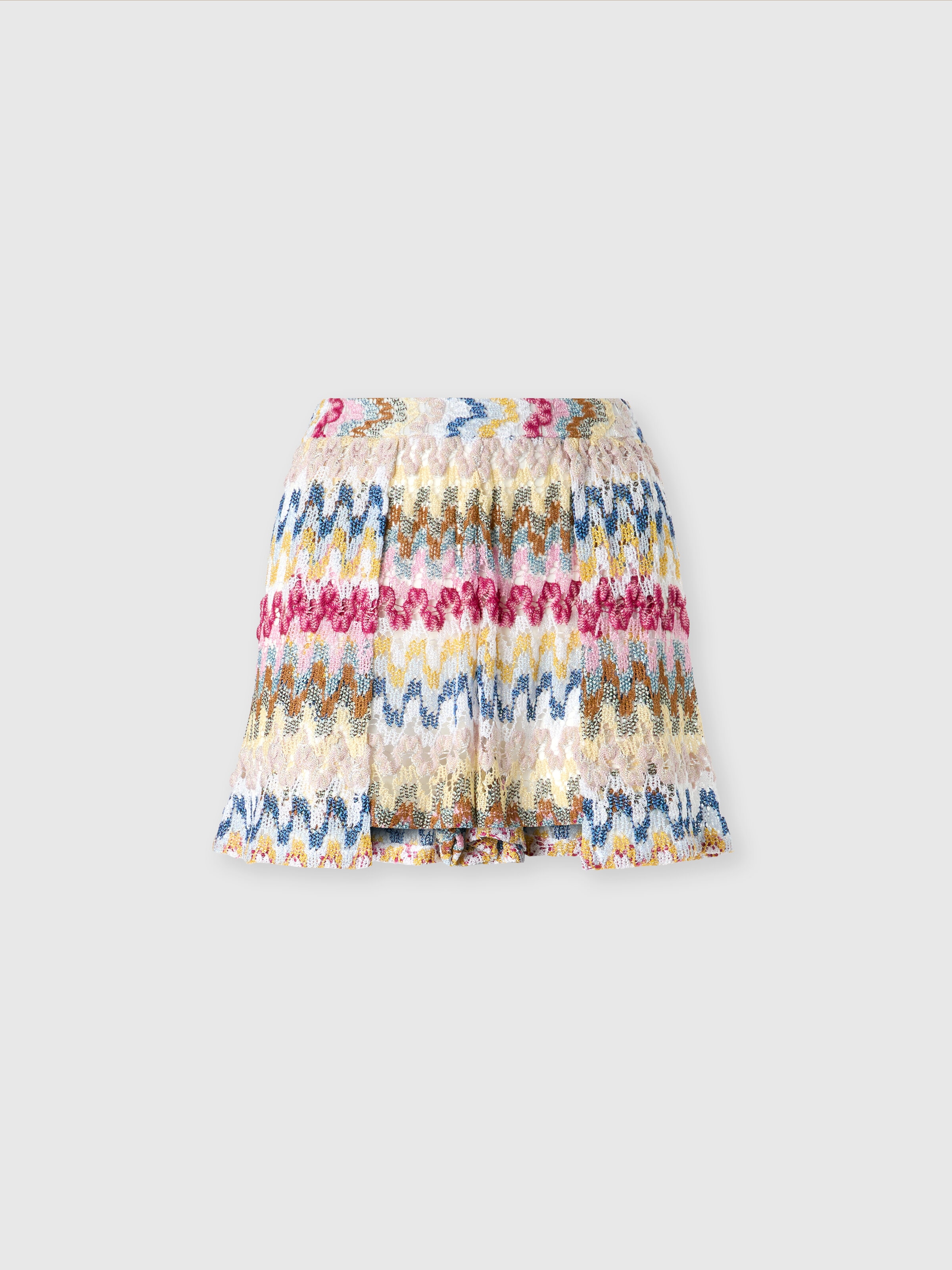 Doubled shorts in lamé viscose lace, Multicoloured  - 0