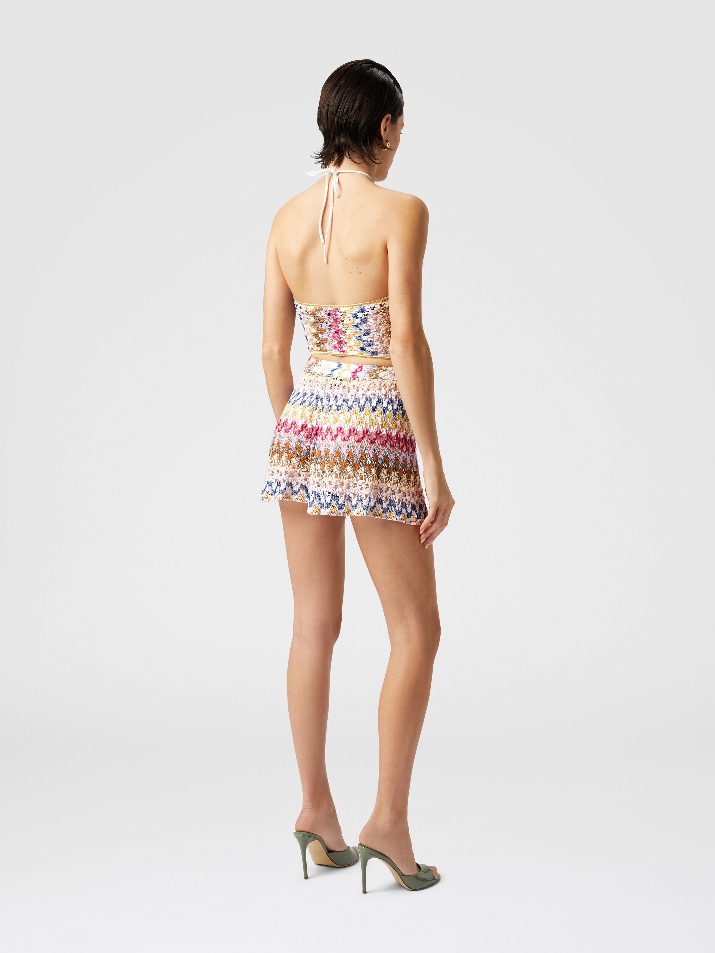 Doubled shorts in lamé viscose lace, Multicoloured  - 2