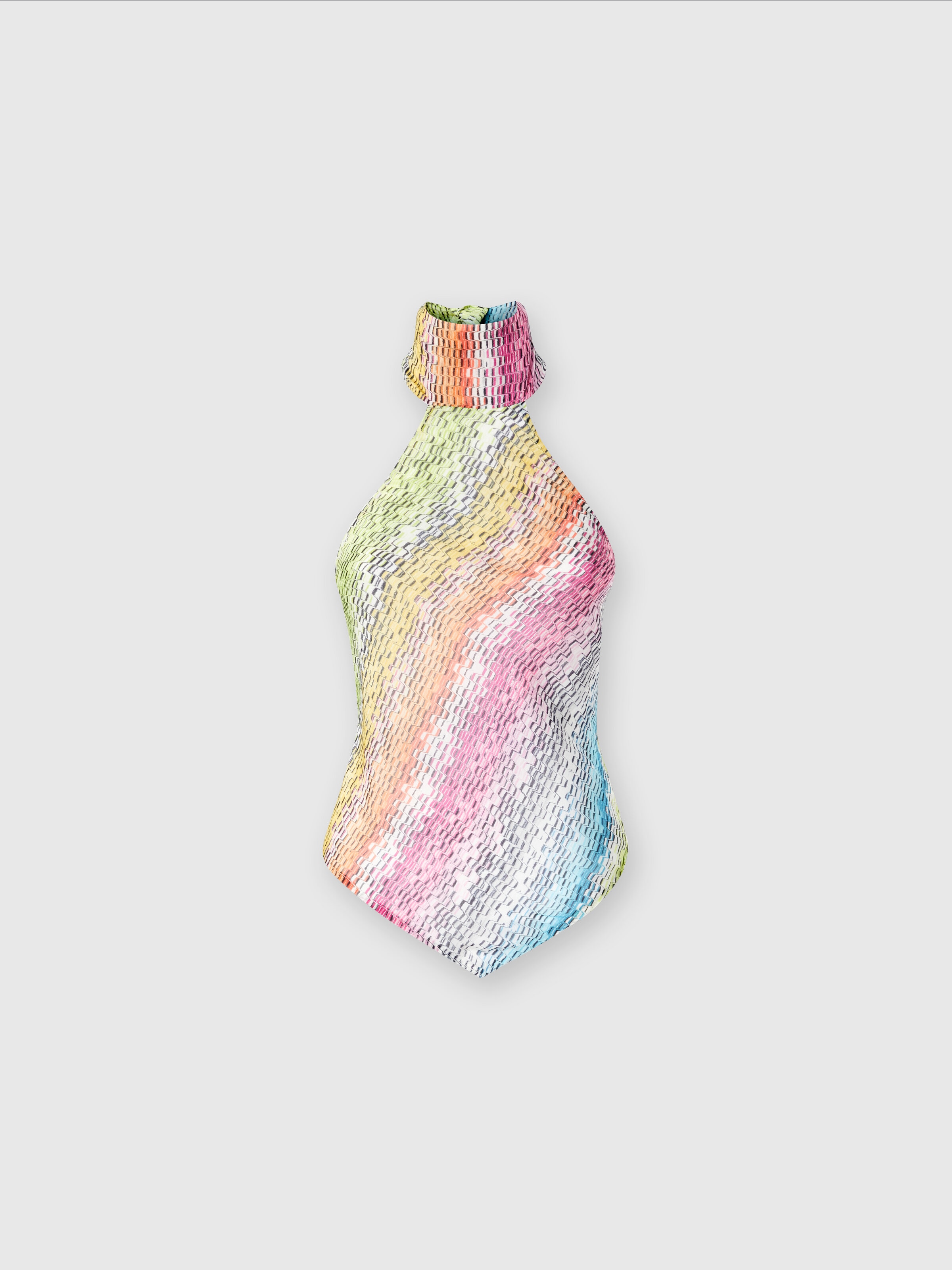 Haut sans manches à col roulé en coton et soie mélangés imprimés, Multicolore  - 0