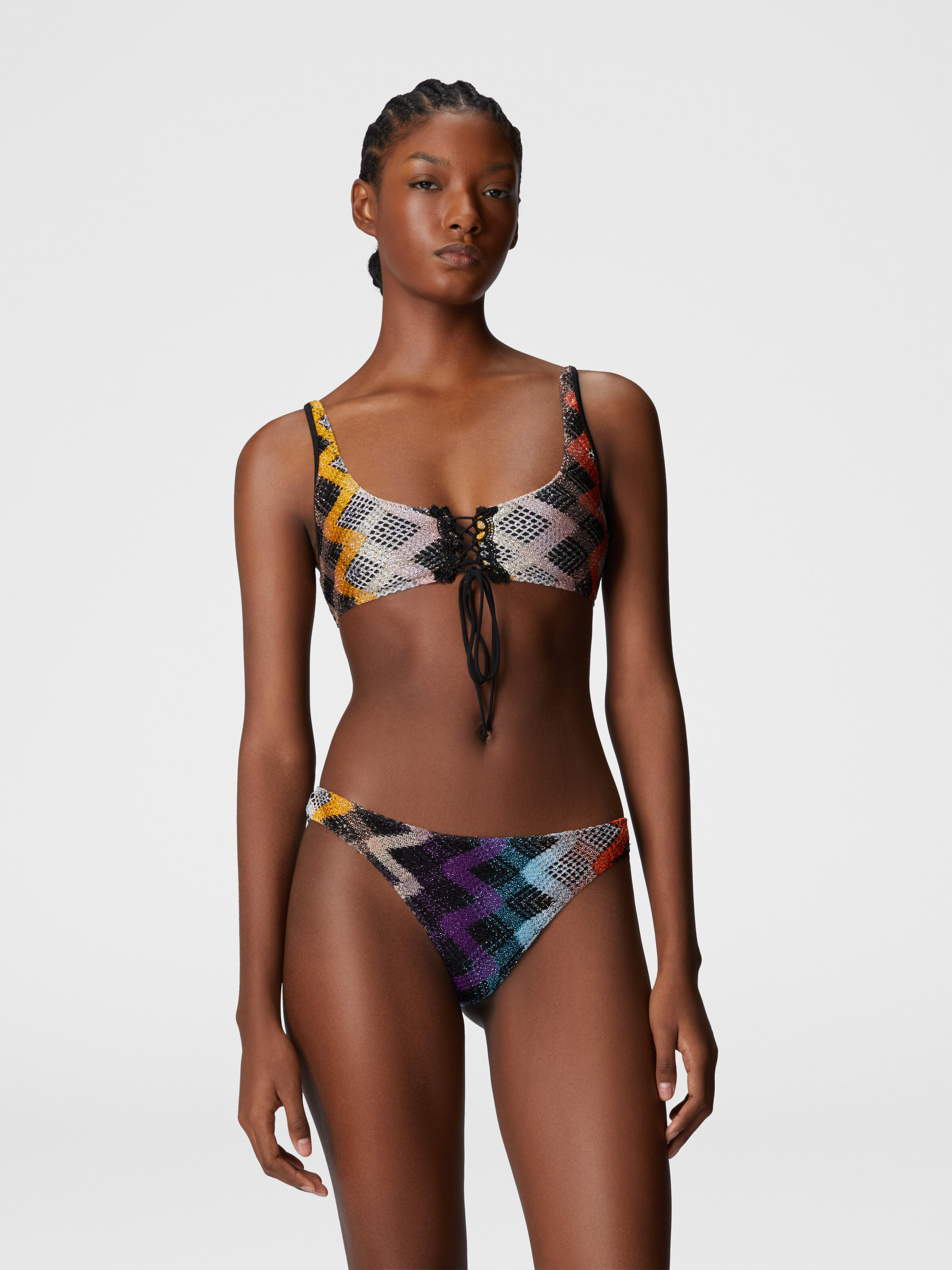 Brasserie bikini with front ties, Multicoloured  - 1