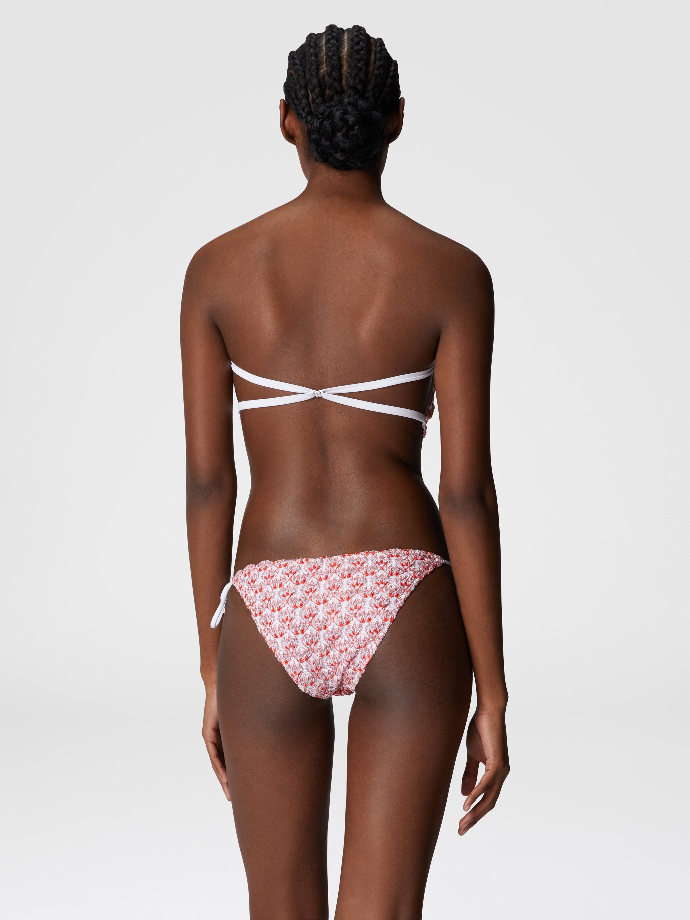 Bikini with scalloped lace decoration, Red  - 2