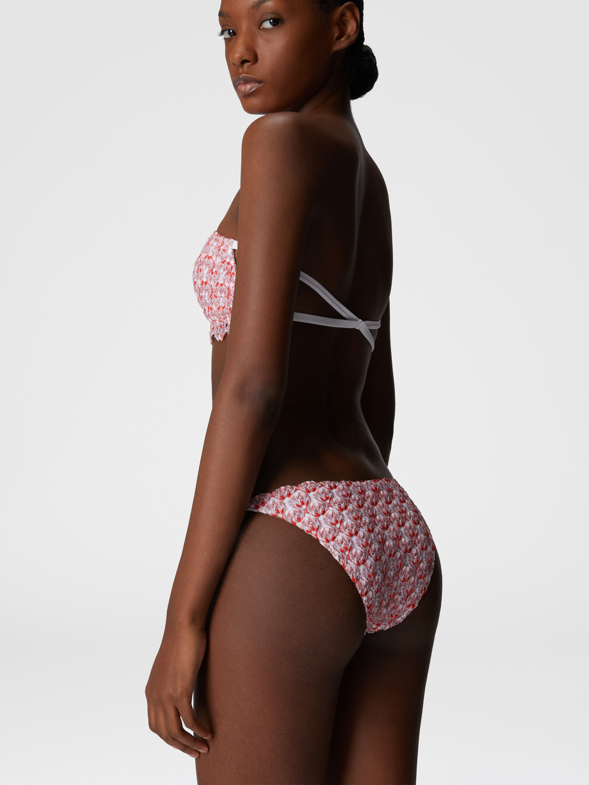 Bikini with scalloped lace decoration, Red  - 4