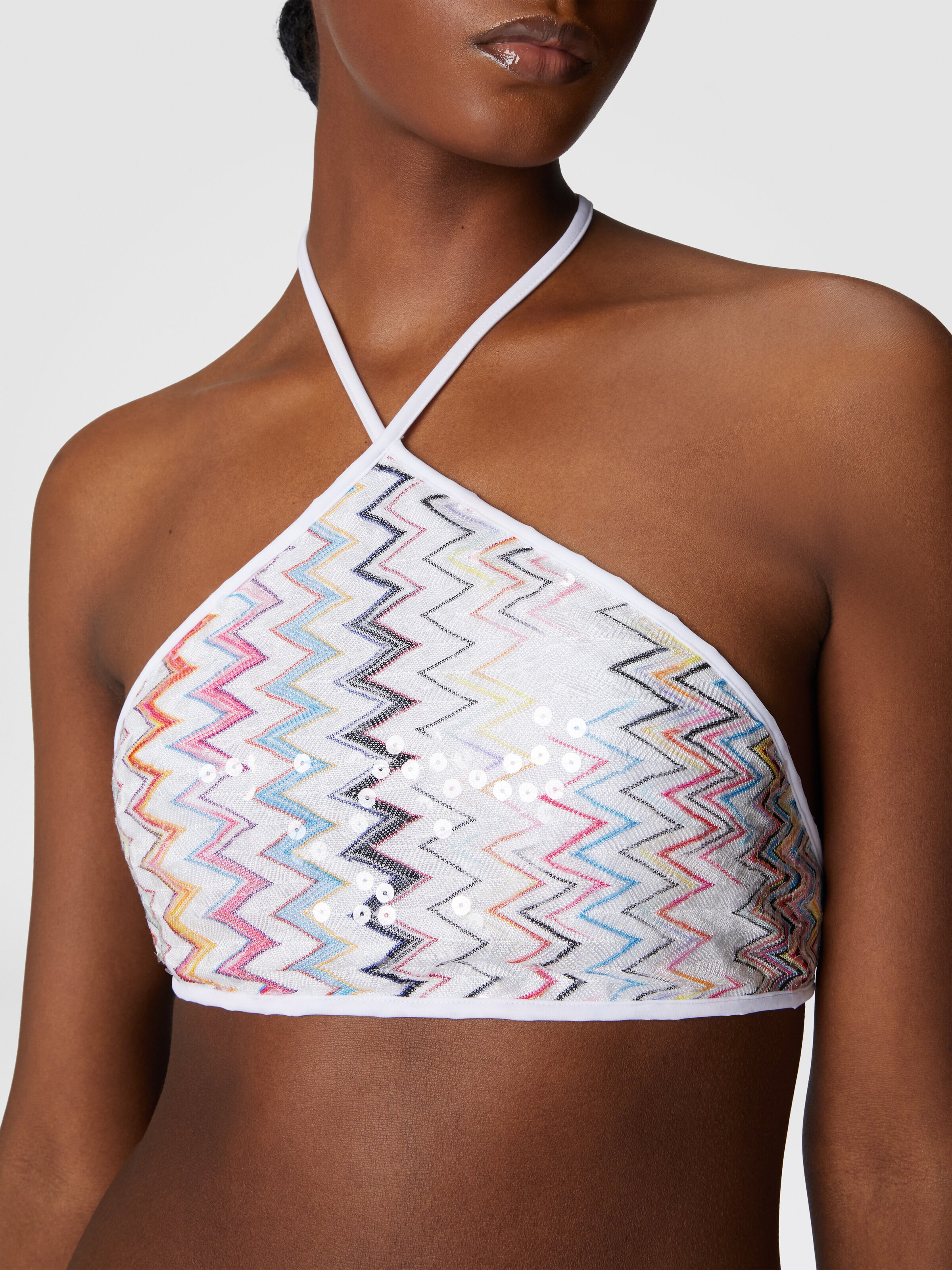 Bikini with halter neck and sequins, Multicoloured  - 4