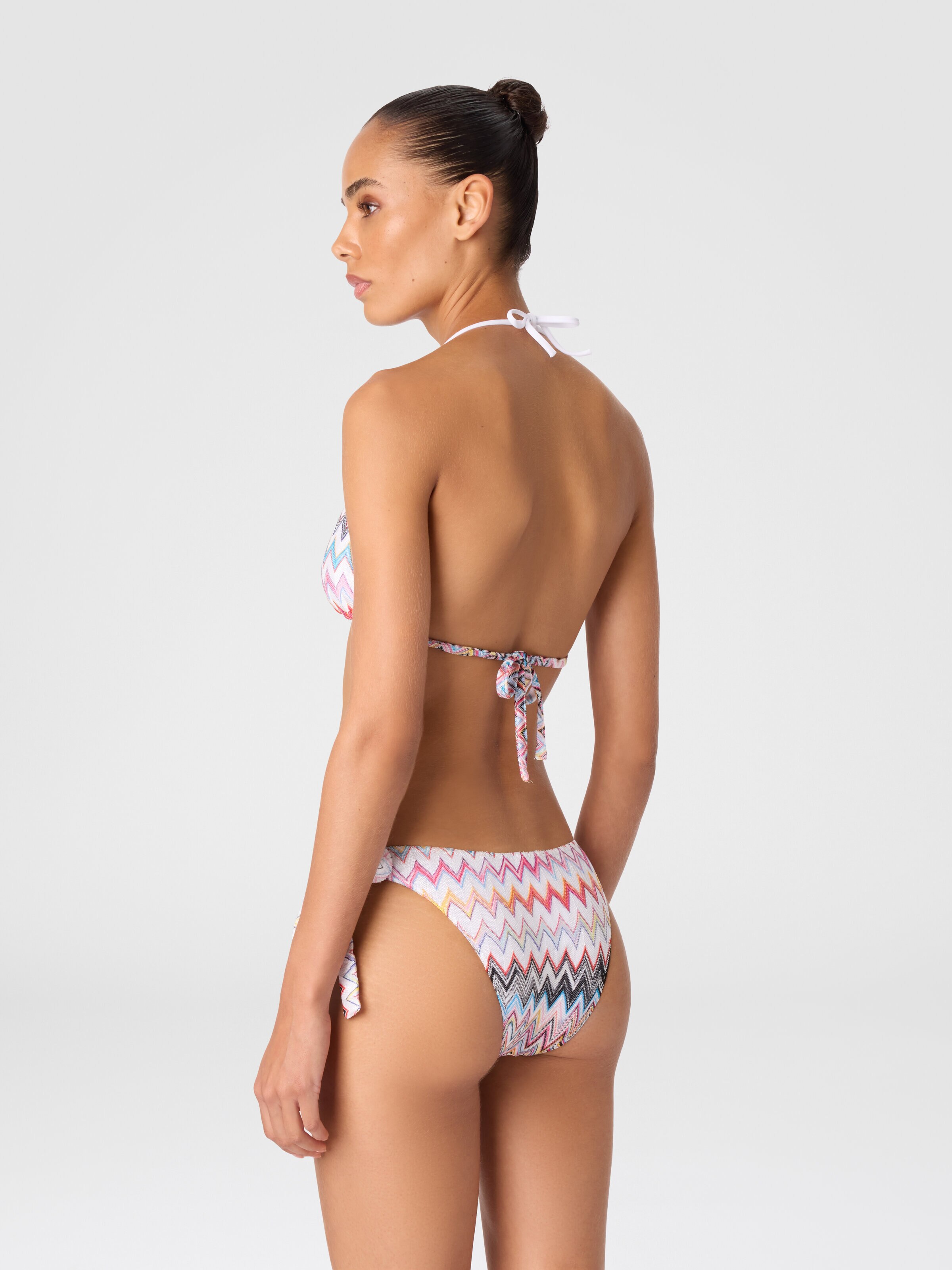 Bikini with neck tie and adjustable bottoms, Multicoloured  - 2