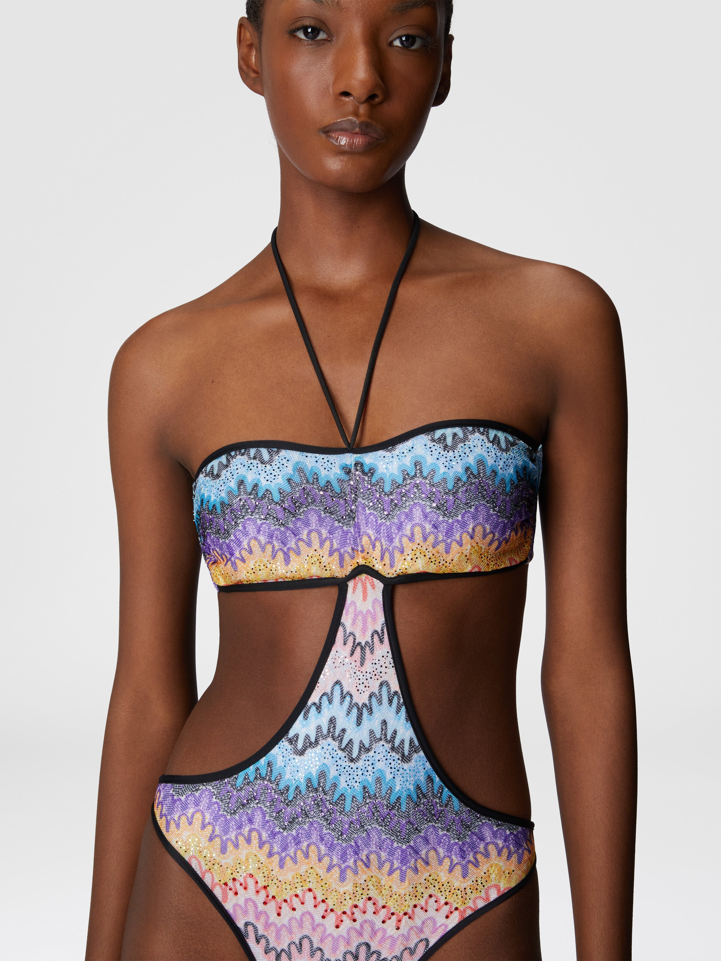 Bandeau trikini with double ties, Multicoloured  - 3