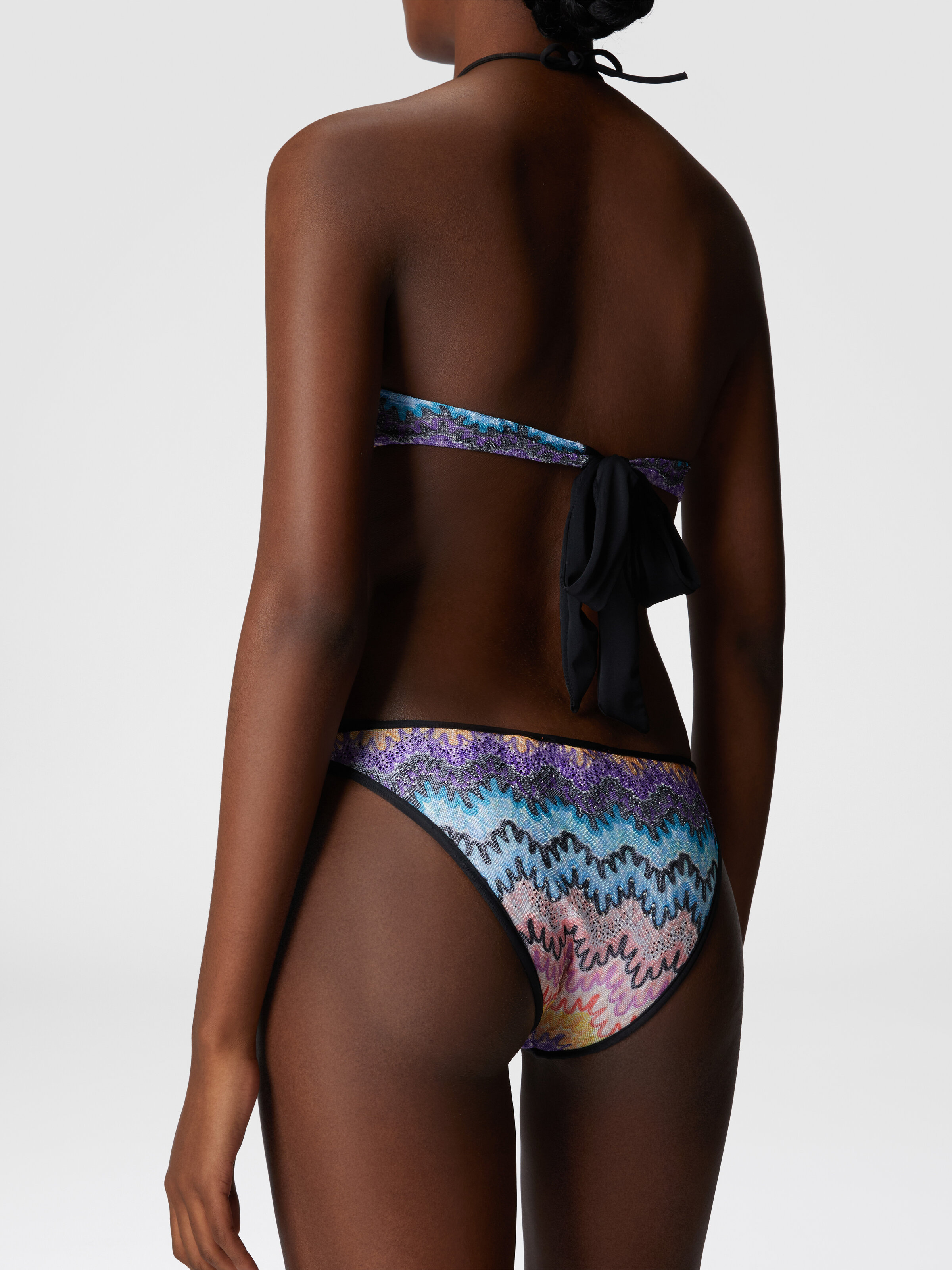 Bandeau trikini with double ties, Multicoloured  - 4