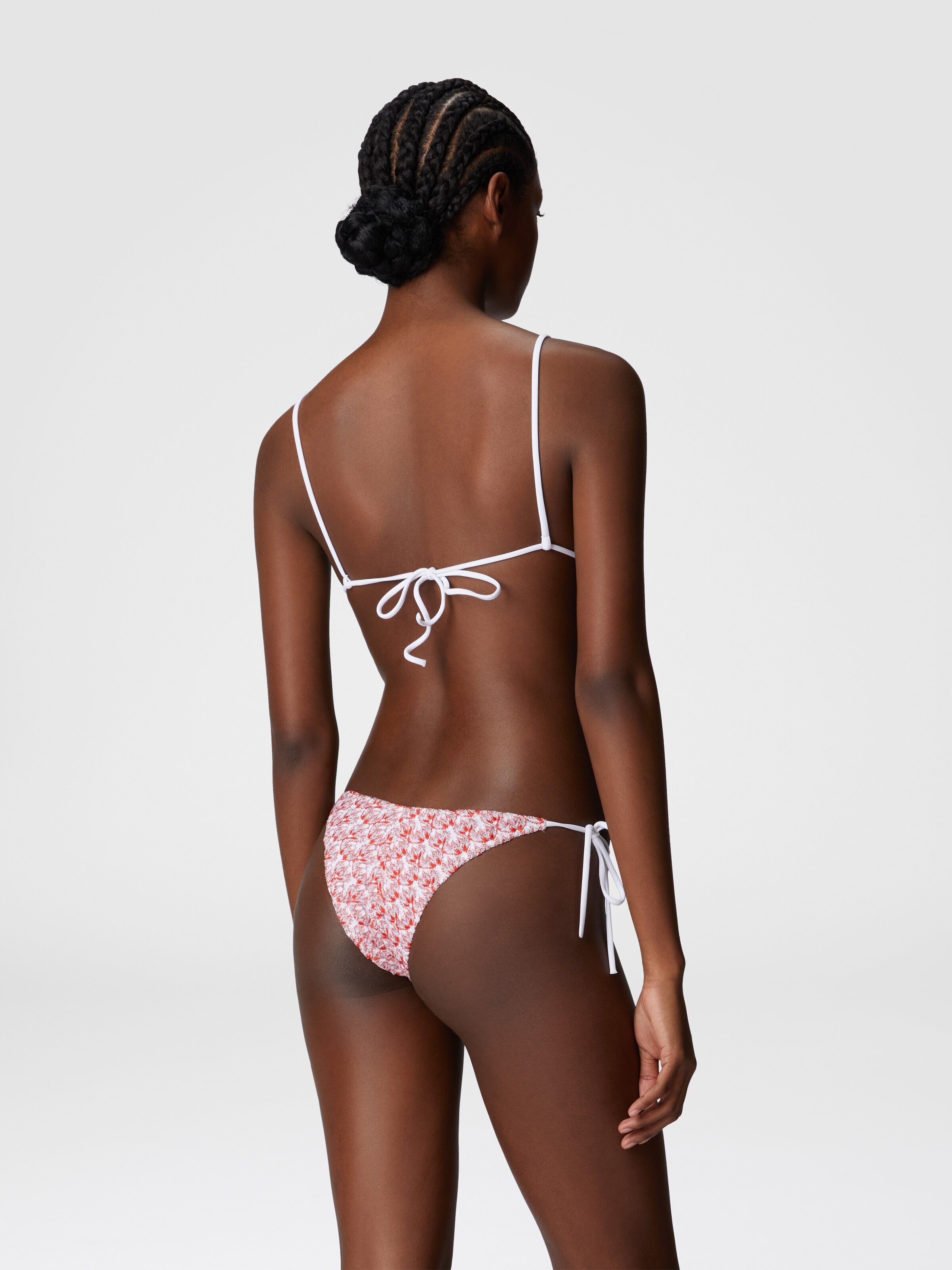 Lace triangle bikini with lamé, Red  - 2