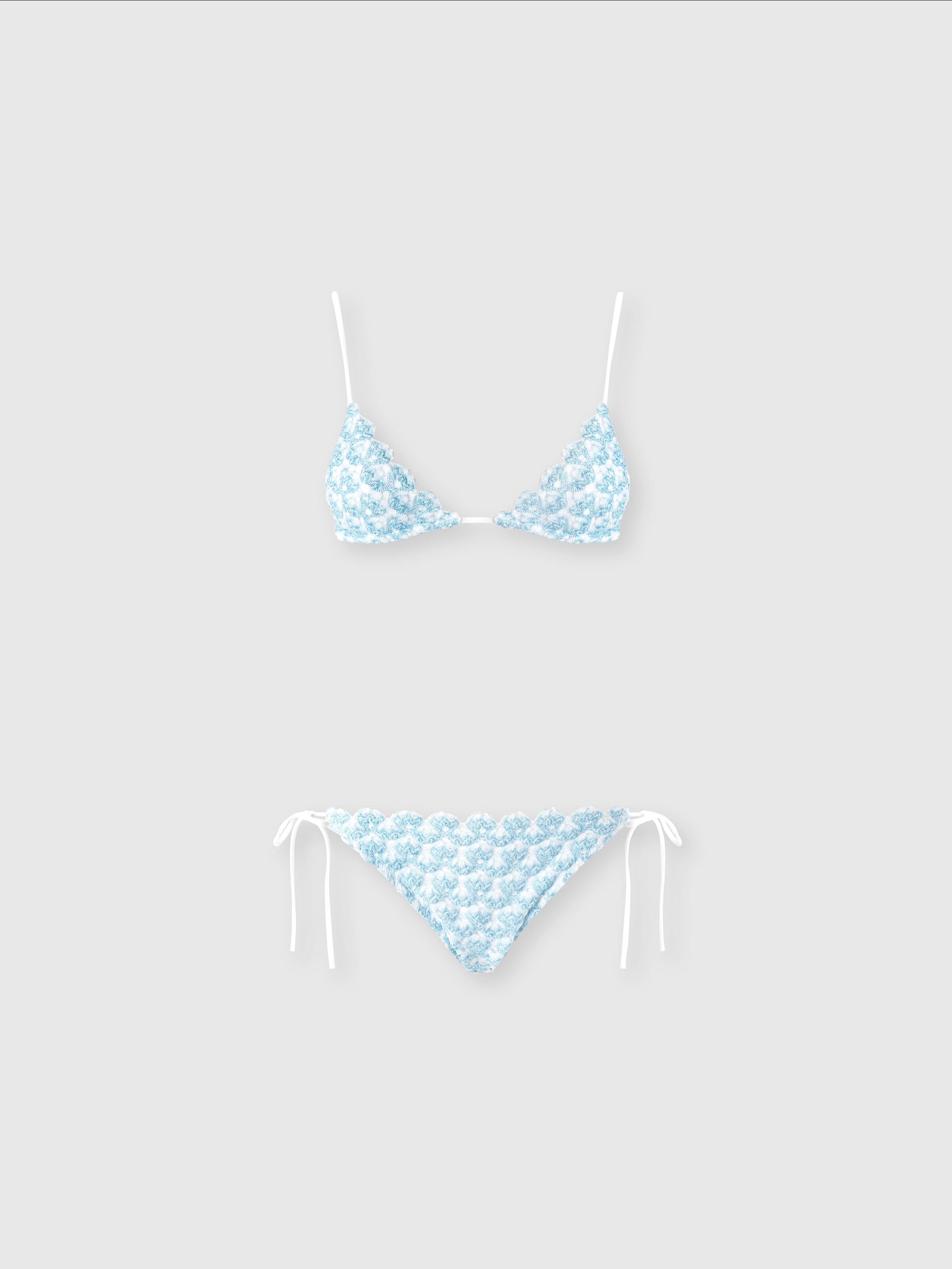 Lace triangle bikini with lamé, Light Blue - 0