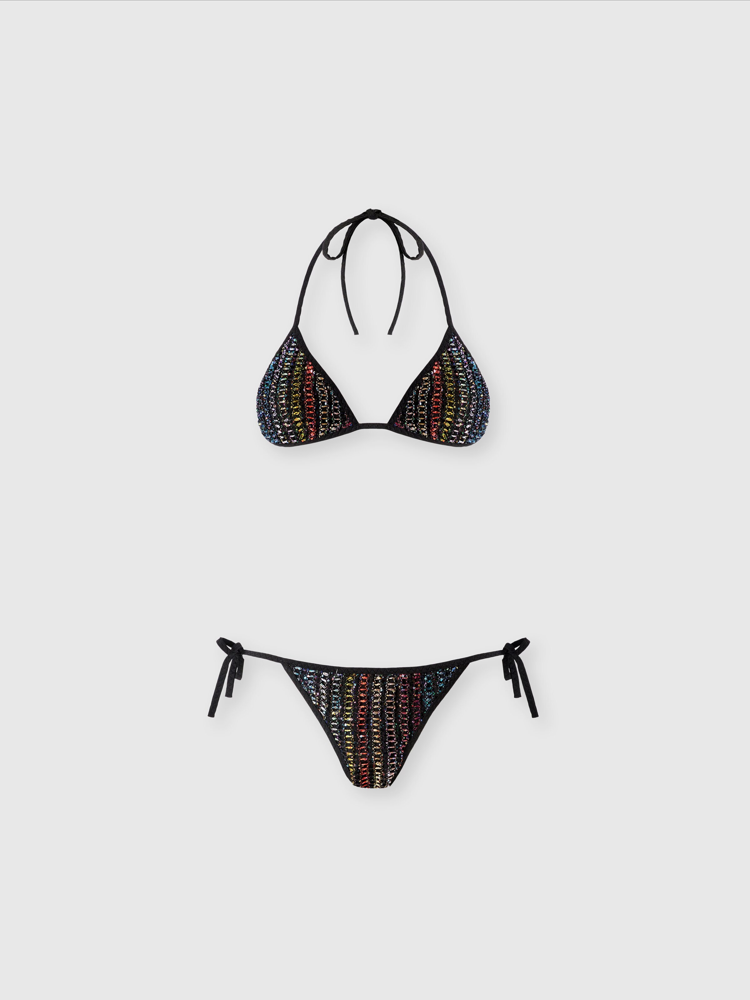 Classic mesh bikini with lamé and sequin details, Multicoloured  - 0