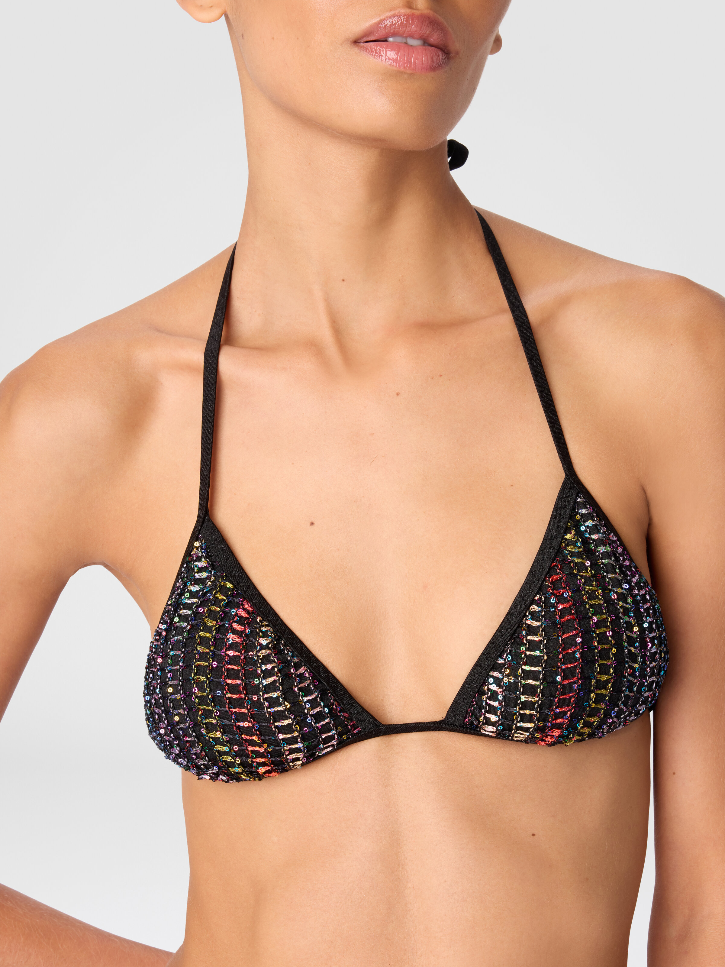 Classic mesh bikini with lamé and sequin details, Multicoloured  - 4