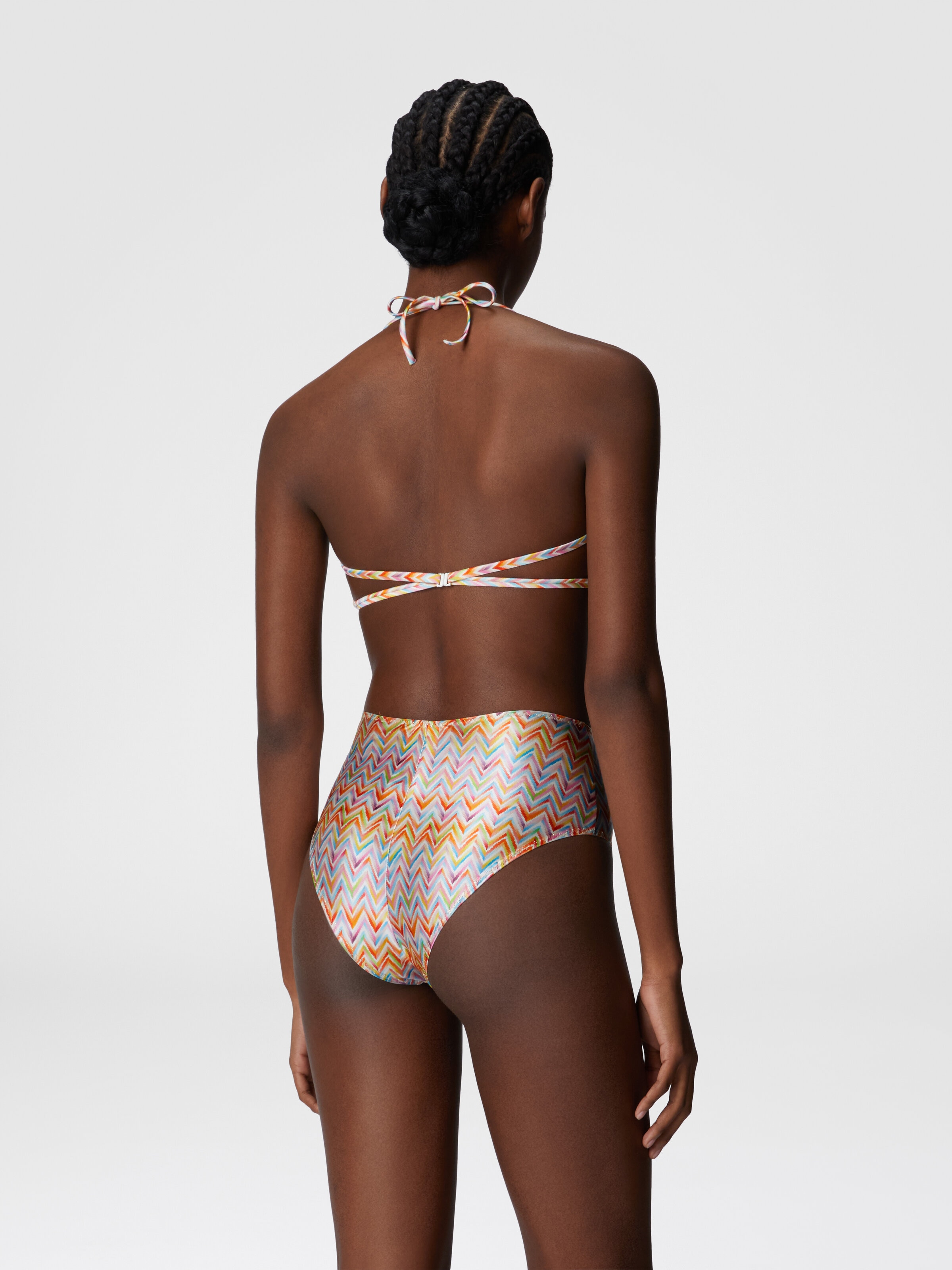 Bikini mit hohem Slip und Zickzack-Muster, Mehrfarbig  - 2