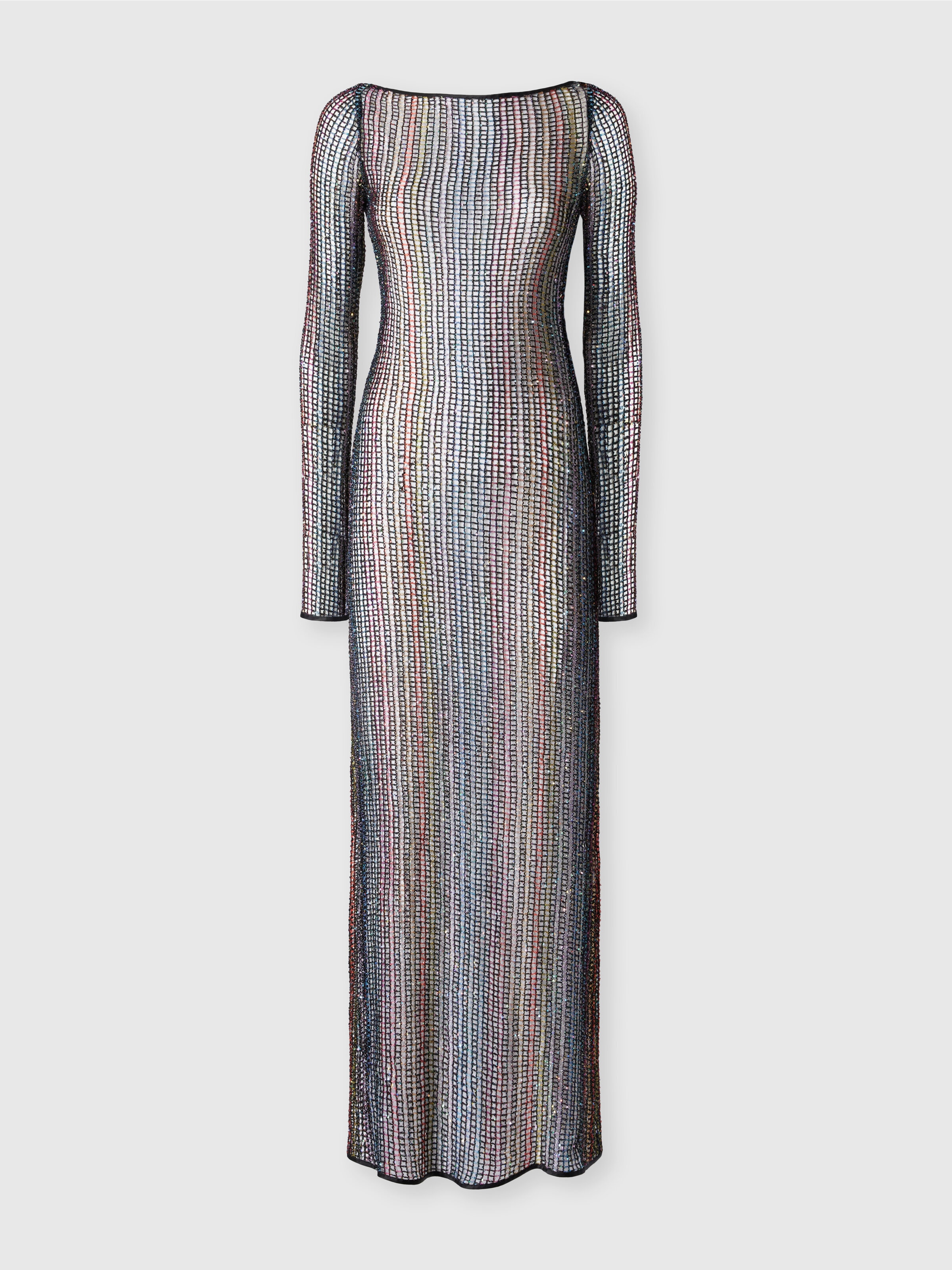 Long cover-up in mesh with open back, Multicoloured  - 0