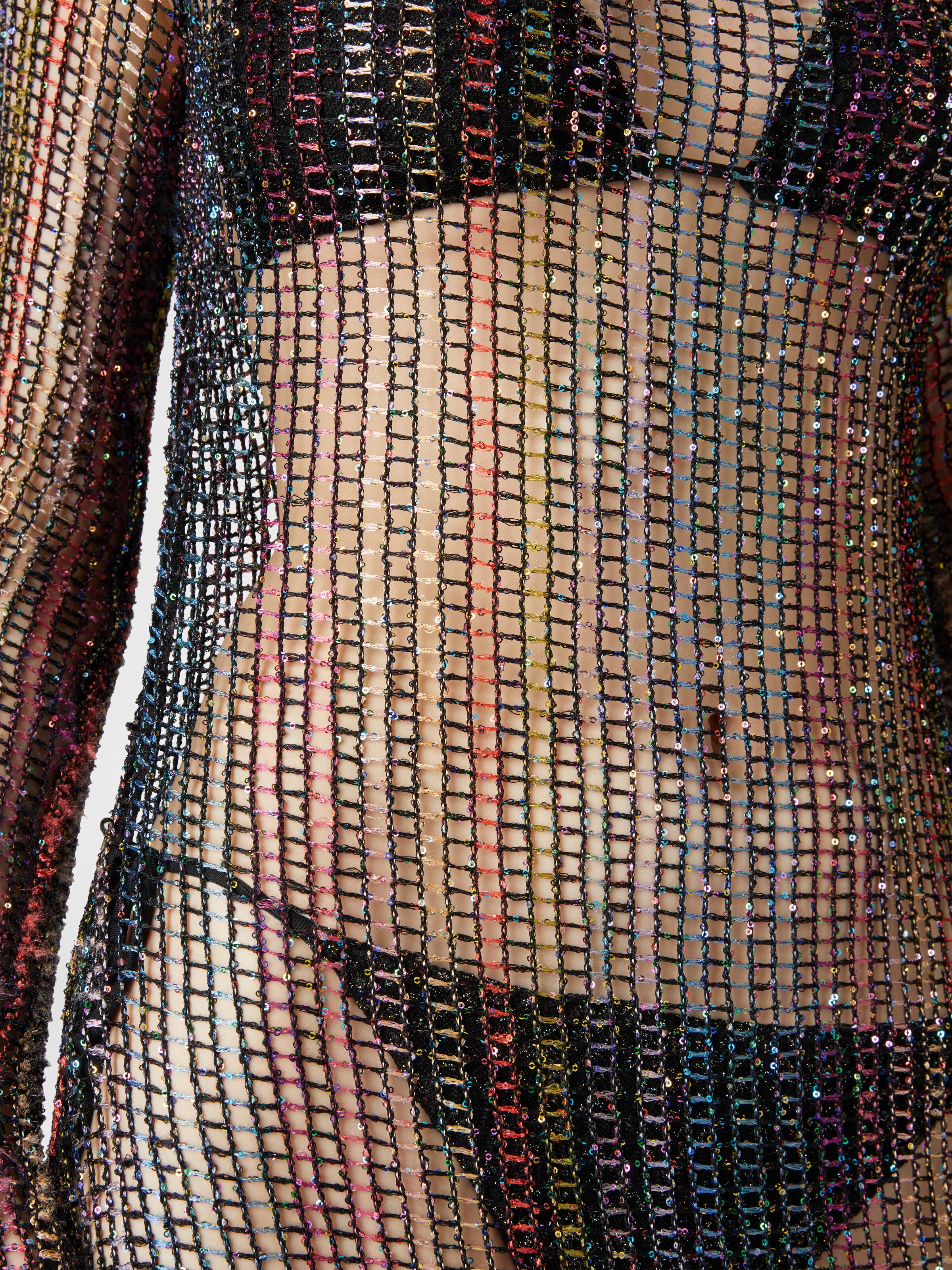 Long cover-up in mesh with open back, Multicoloured  - 4