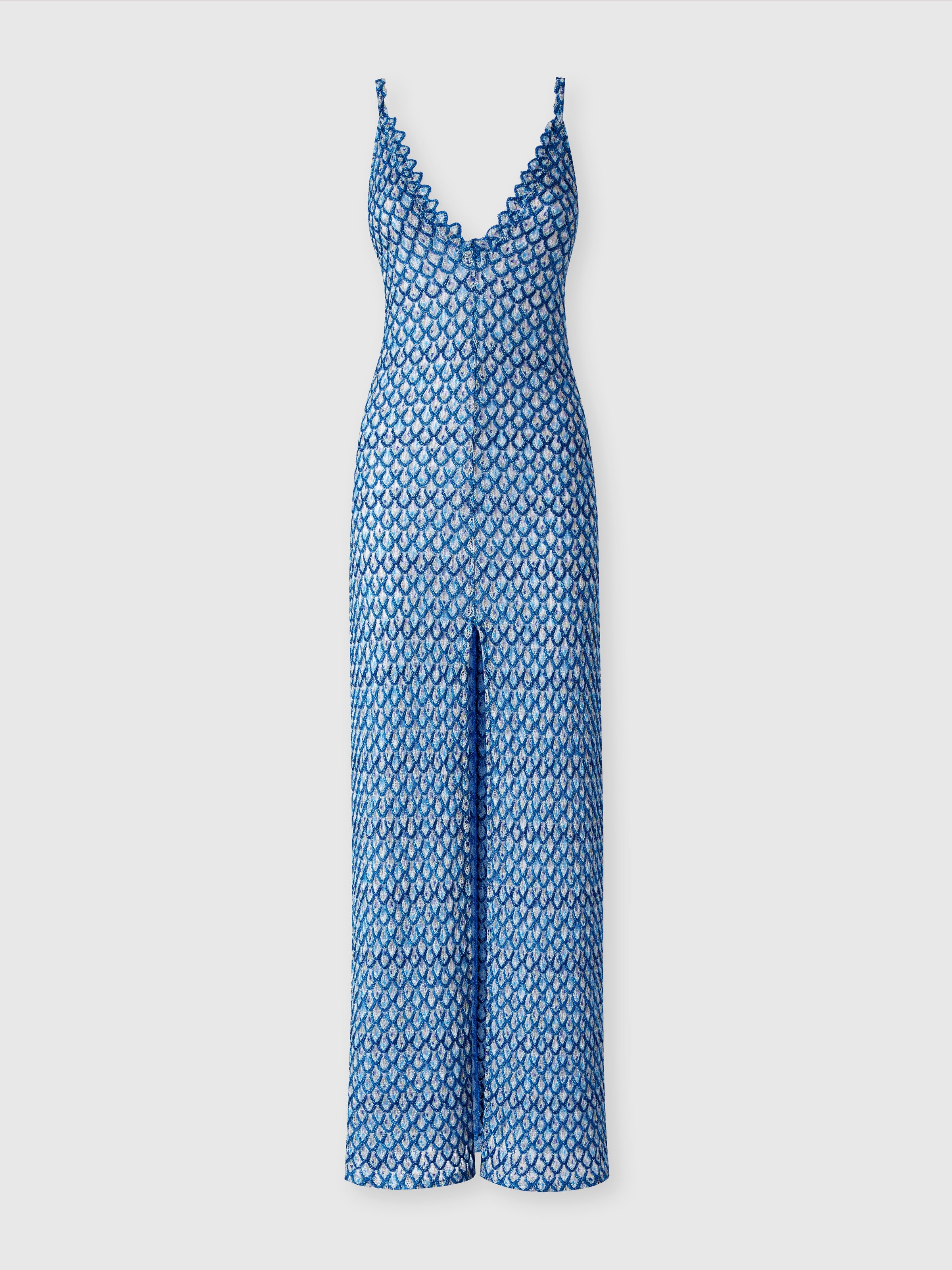 Cover-up dress in viscose lamé shell motif with slit, Multicoloured  - 0