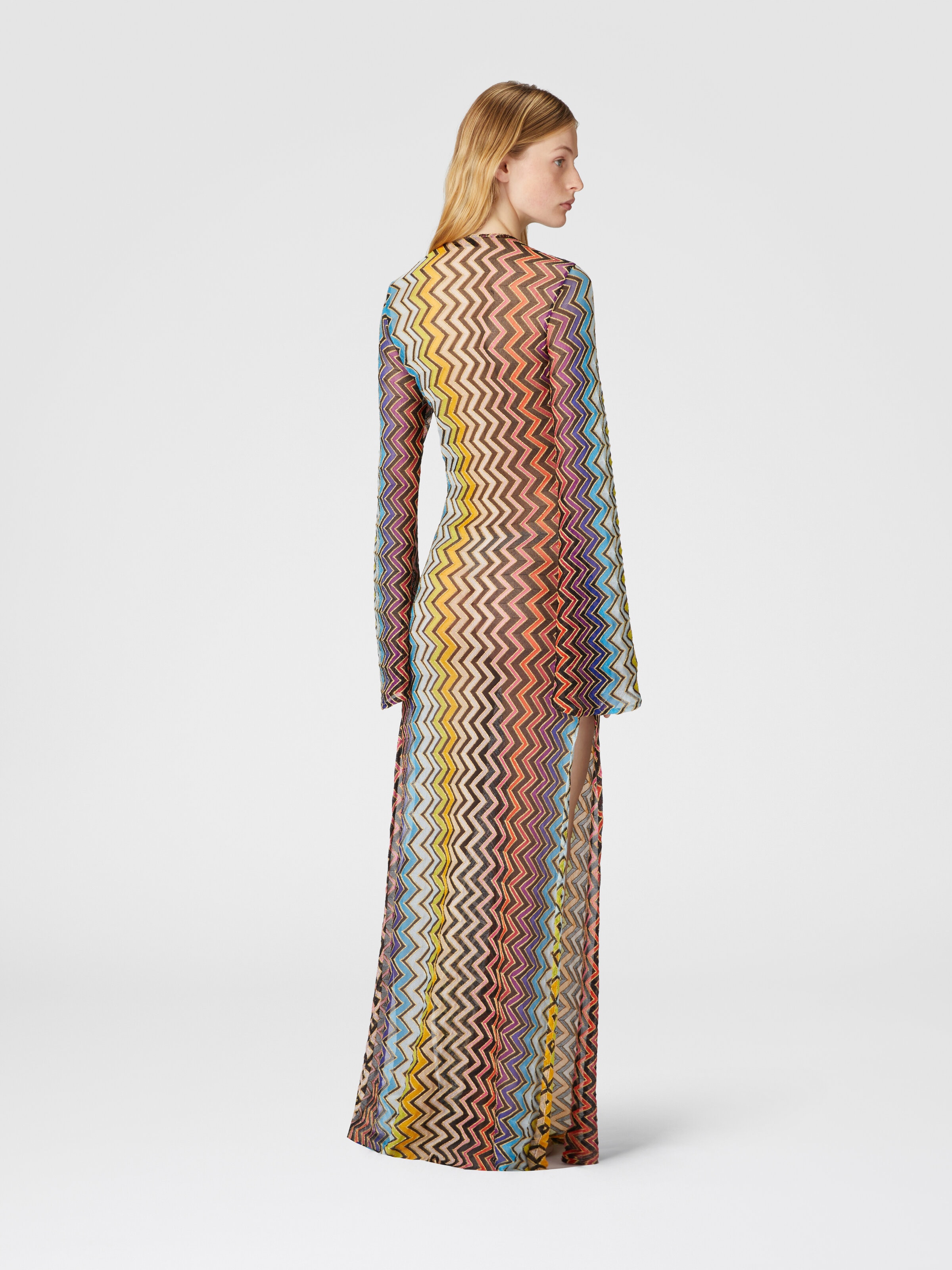 Long caftan with zig zag pattern, Multicoloured  - 2