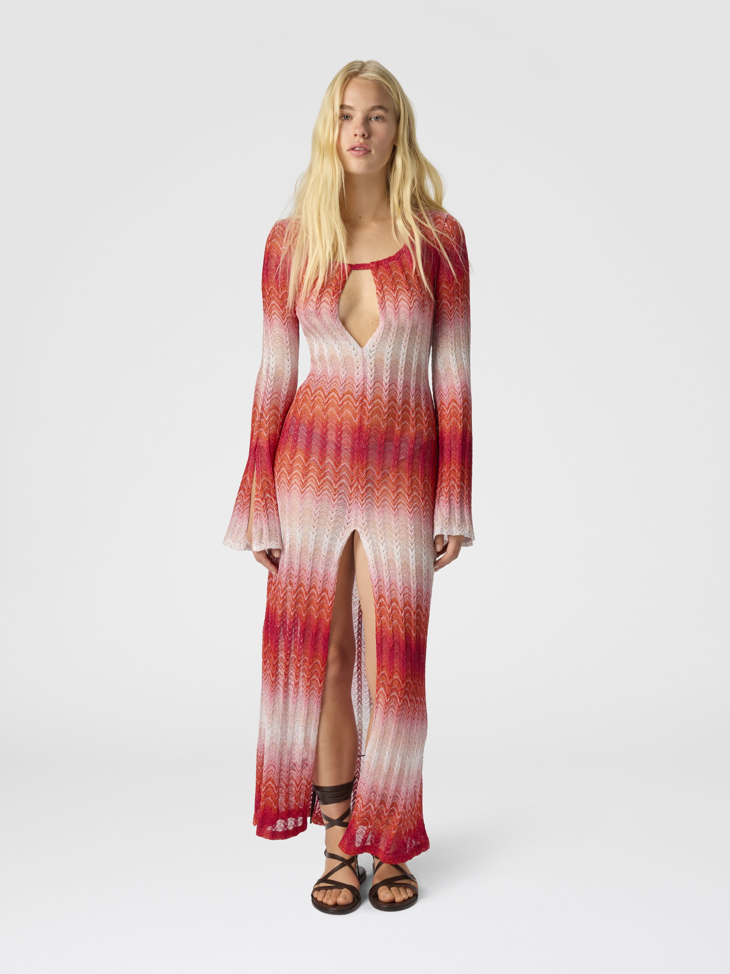 Long cover-up with cut-out details, Multicoloured  - 1