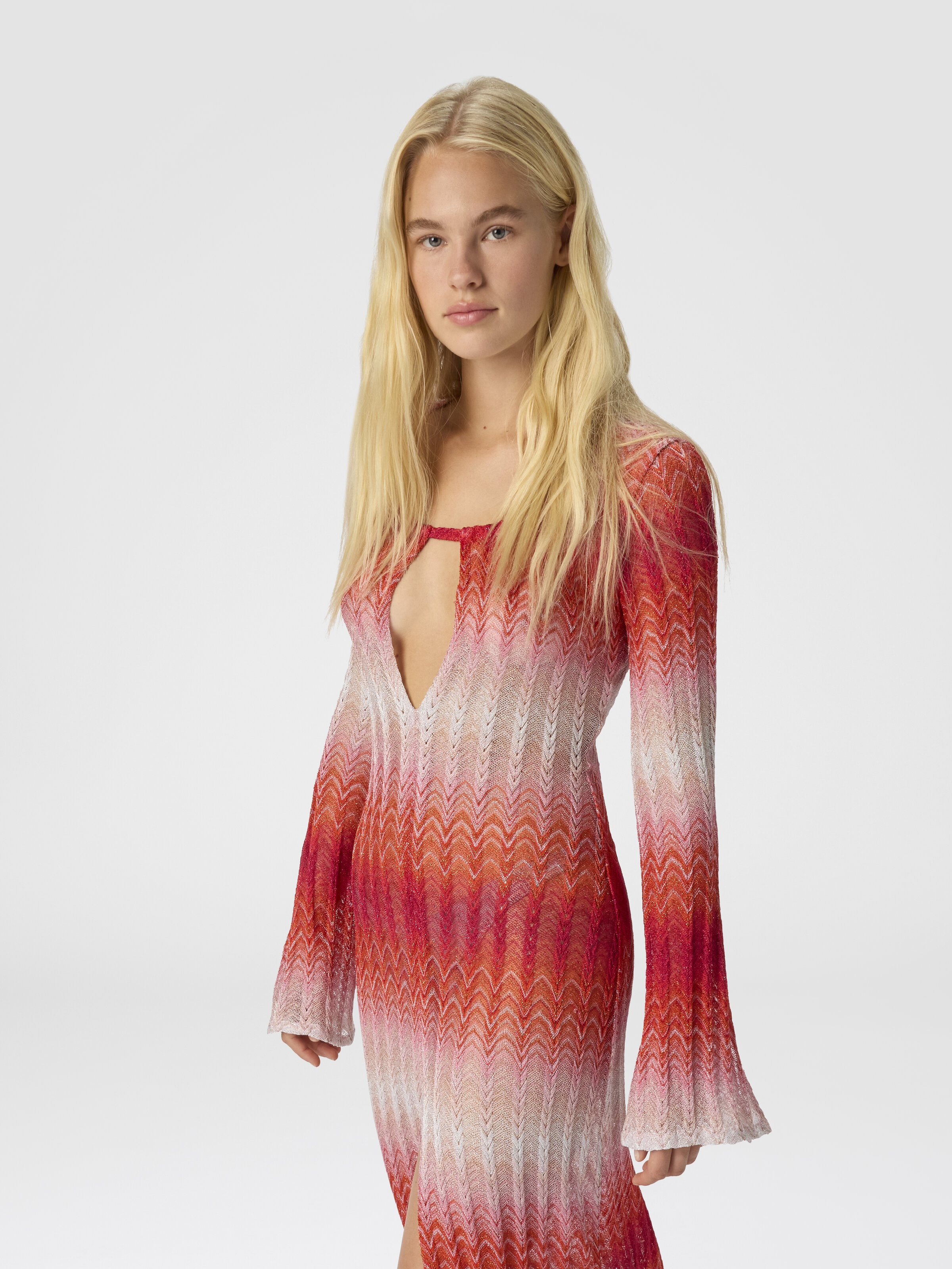 Long cover-up with cut-out details, Multicoloured  - 3