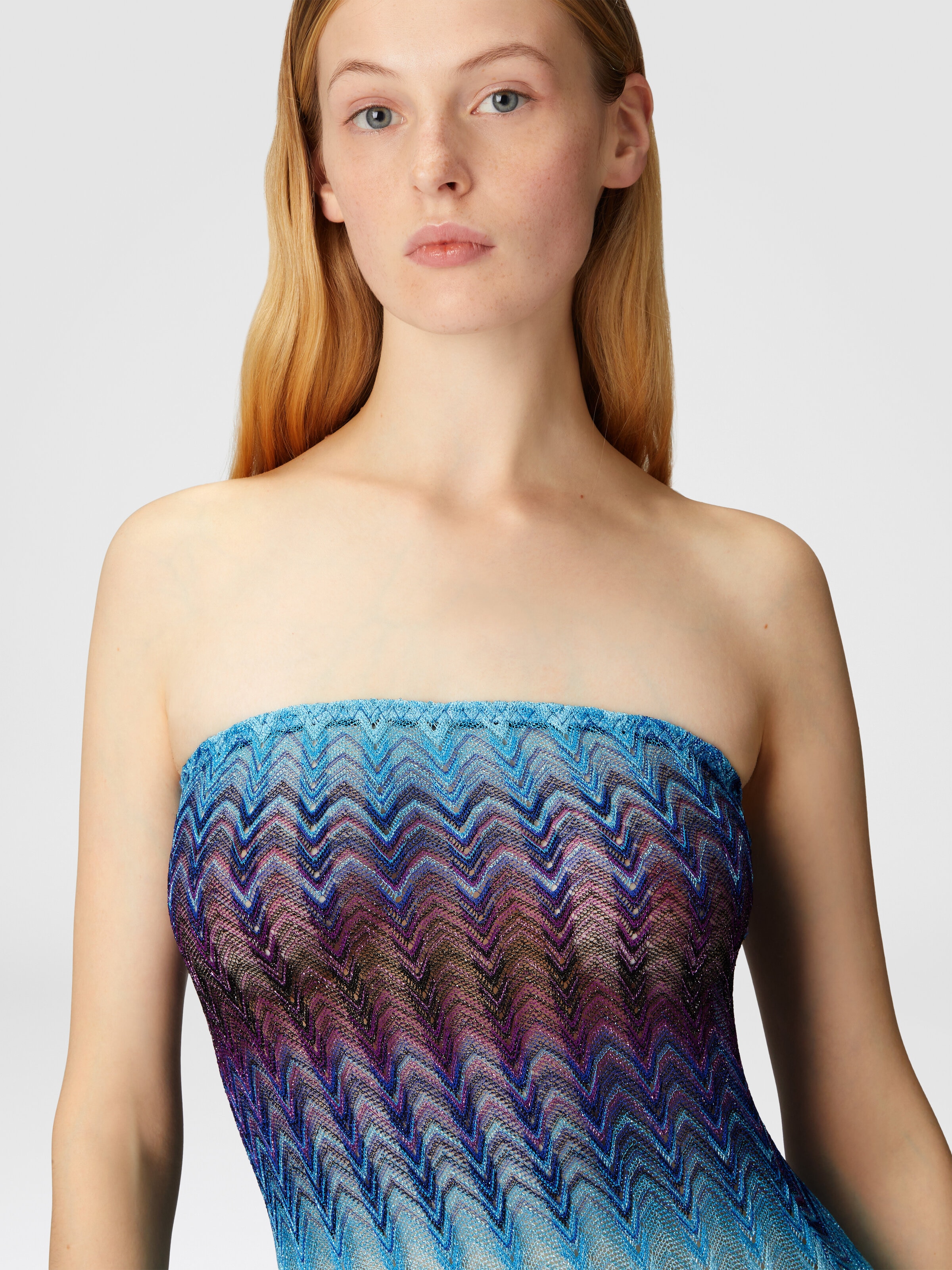 Couverture de maillot de bain longue sans bretelles, Bleu - 4