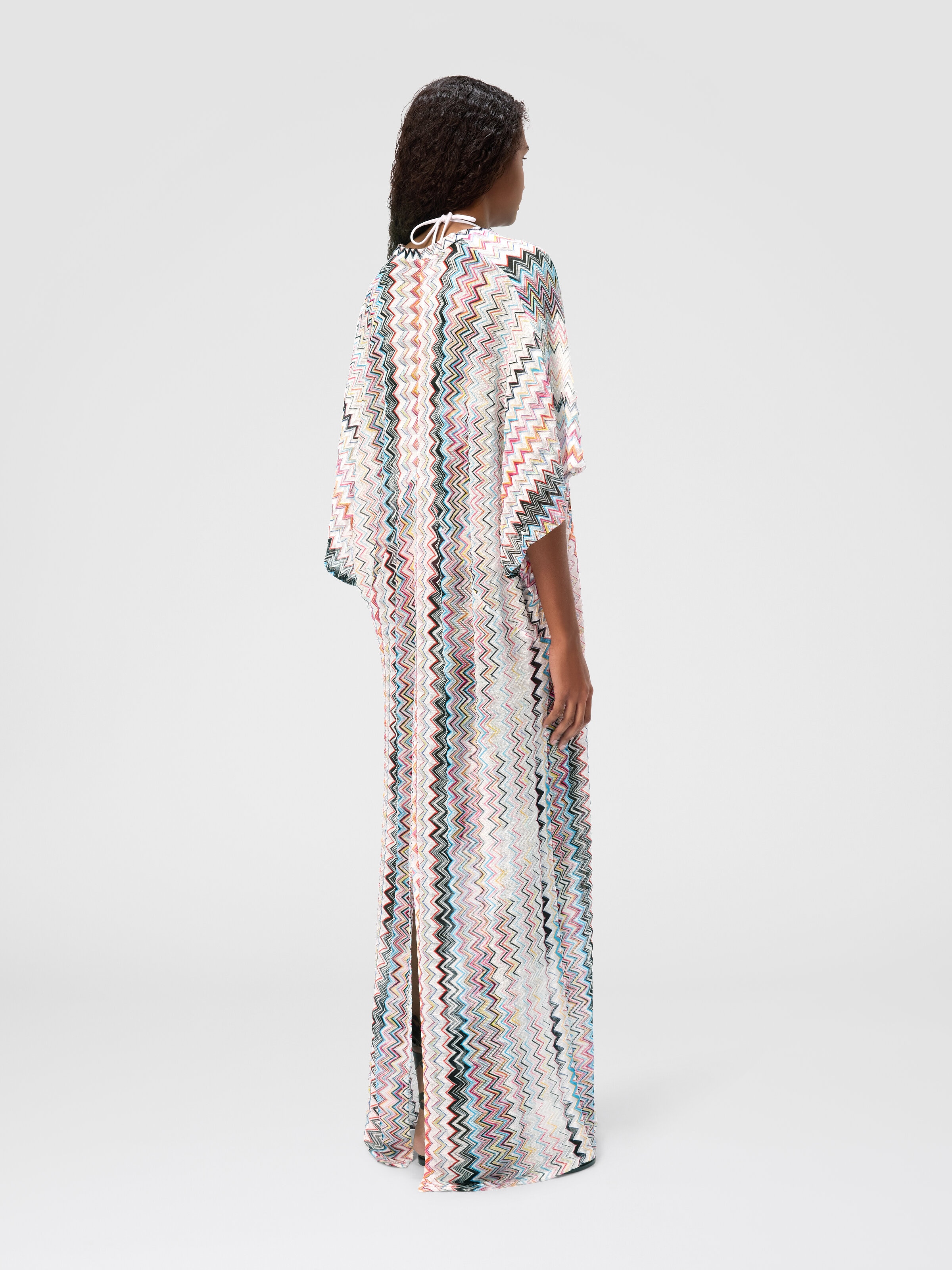 Long caftan with V-neck, Multicoloured  - 2