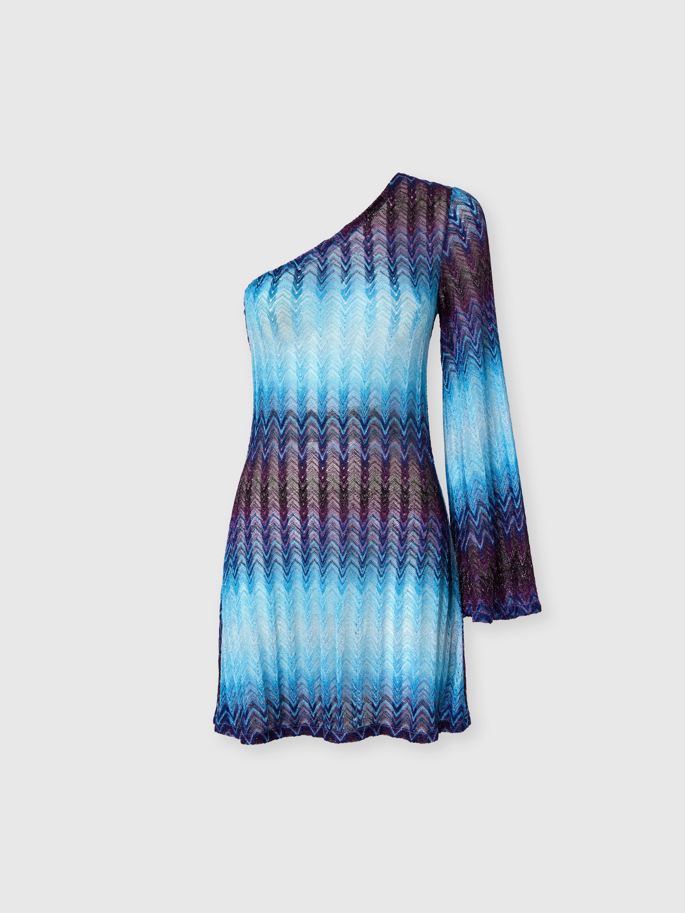 Short one-shoulder cover-up, Blue - 0