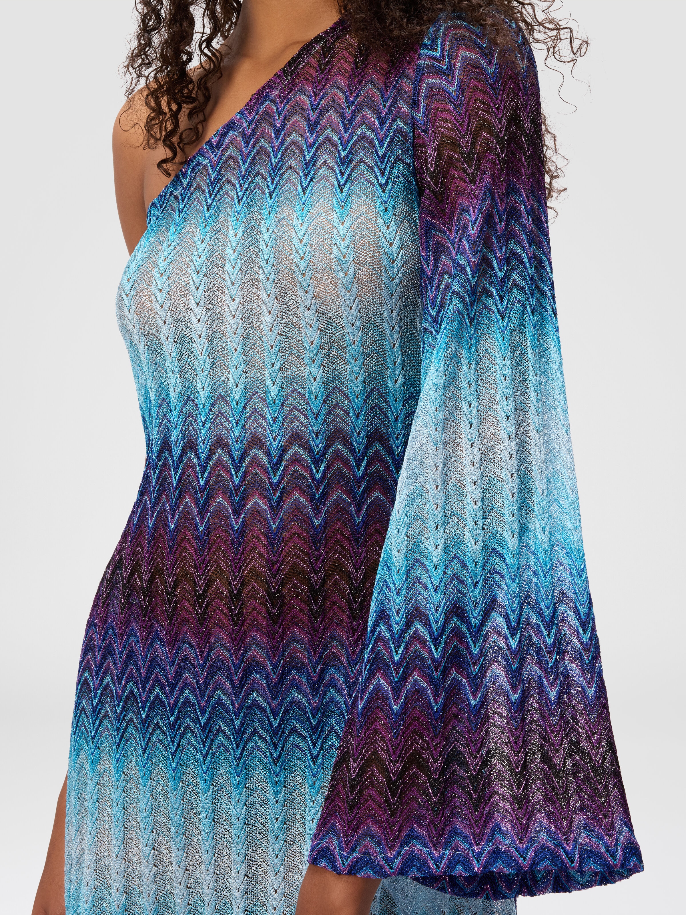 Short one-shoulder cover-up, Blue - 3
