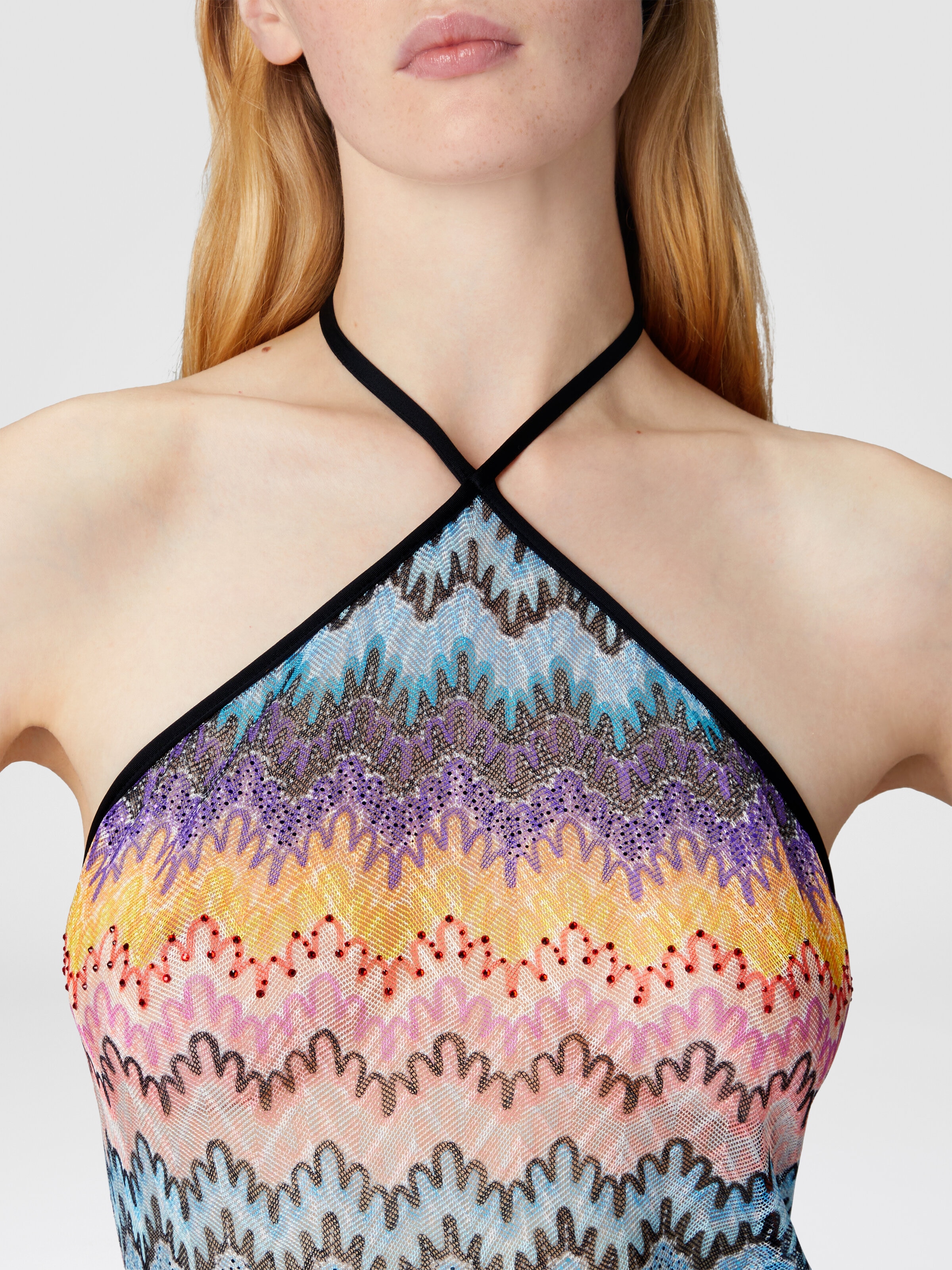 Copricostume con escote halter, Multicolor  - 4