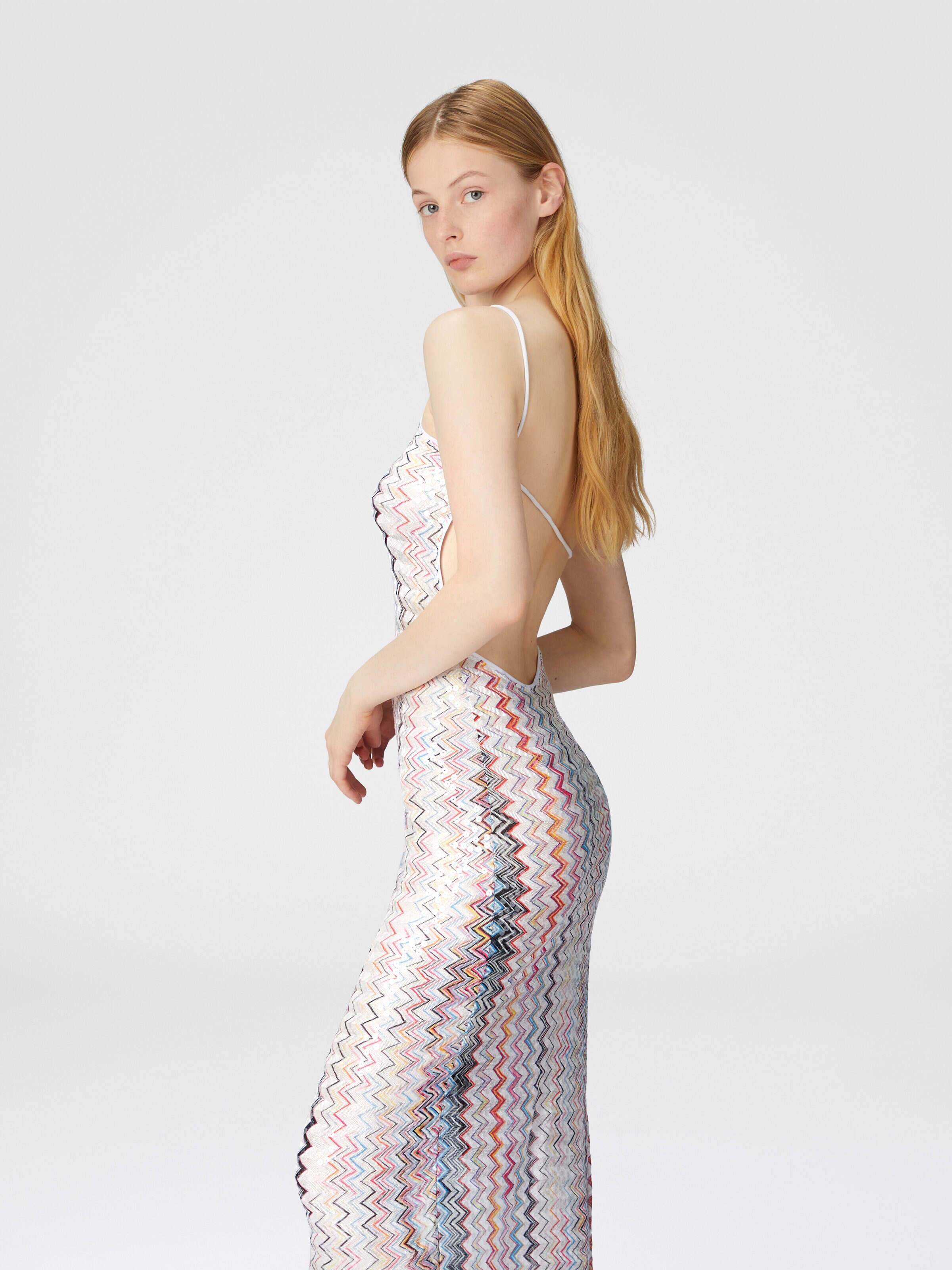 Long one-shoulder cover-up with zig zag pattern, Multicoloured  - 3