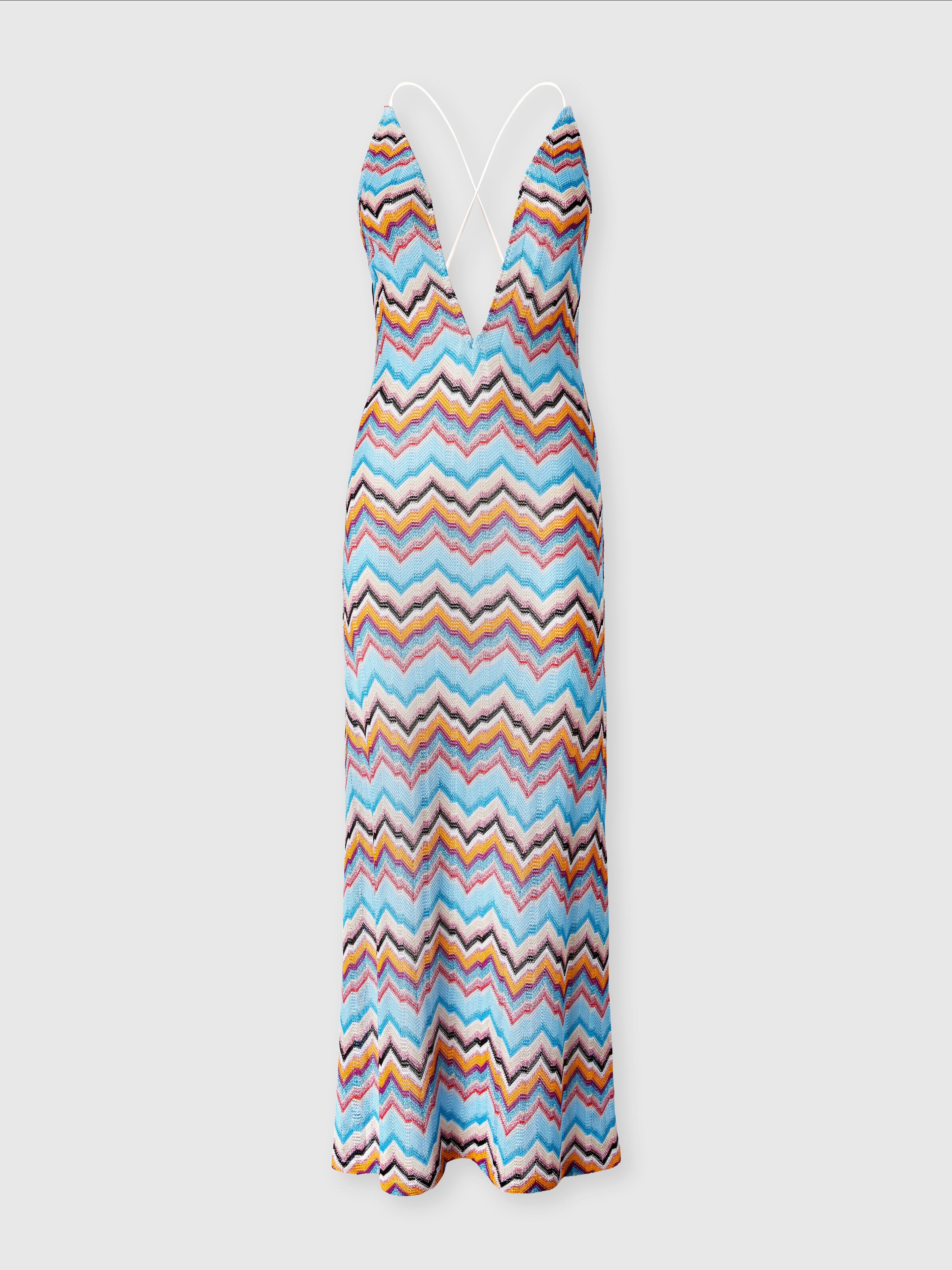 Long cover-up with open back and zig zag pattern, Multicoloured  - 0