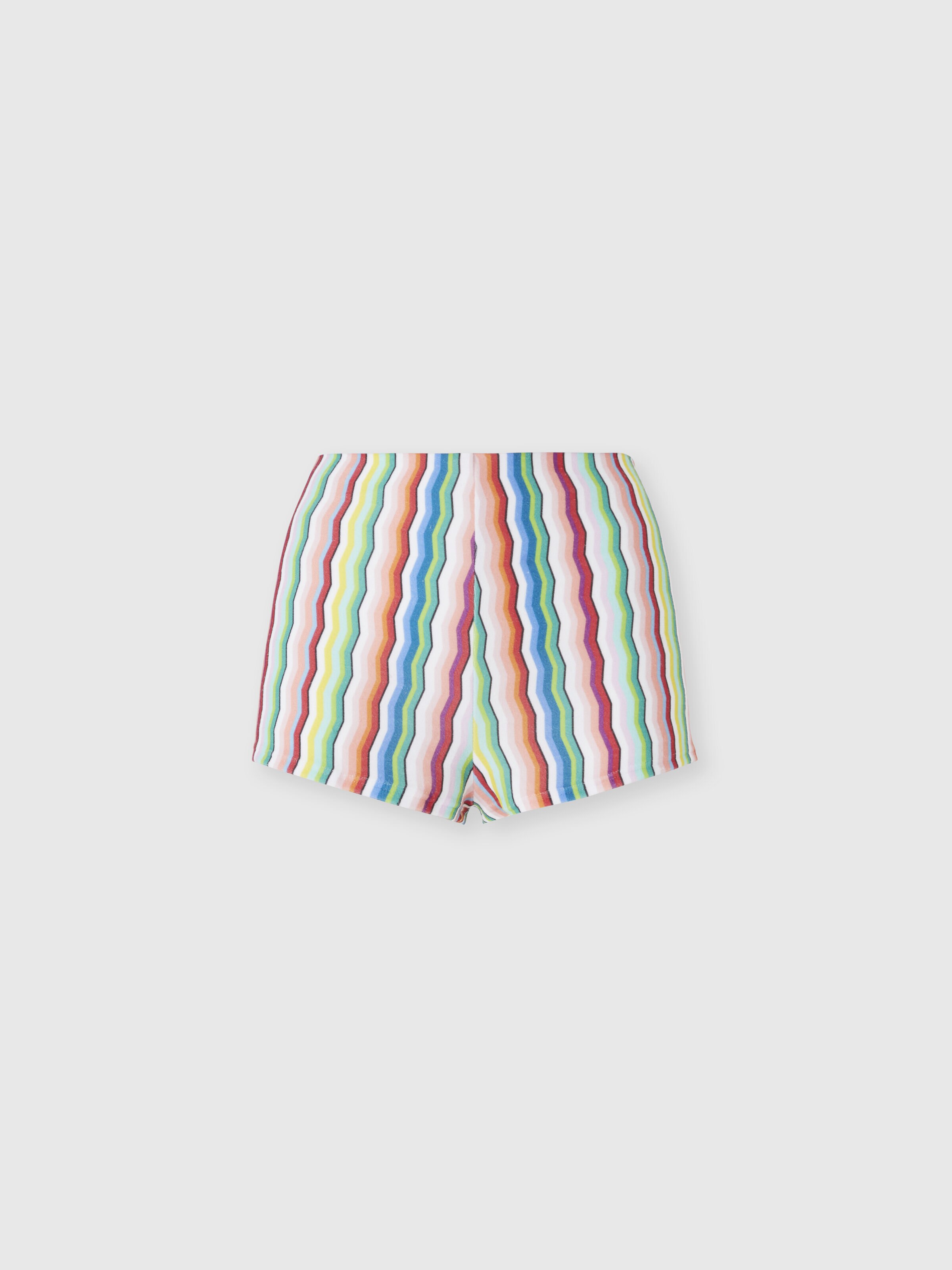 Terry cloth hot pants with zigzag print, Multicoloured  - 0