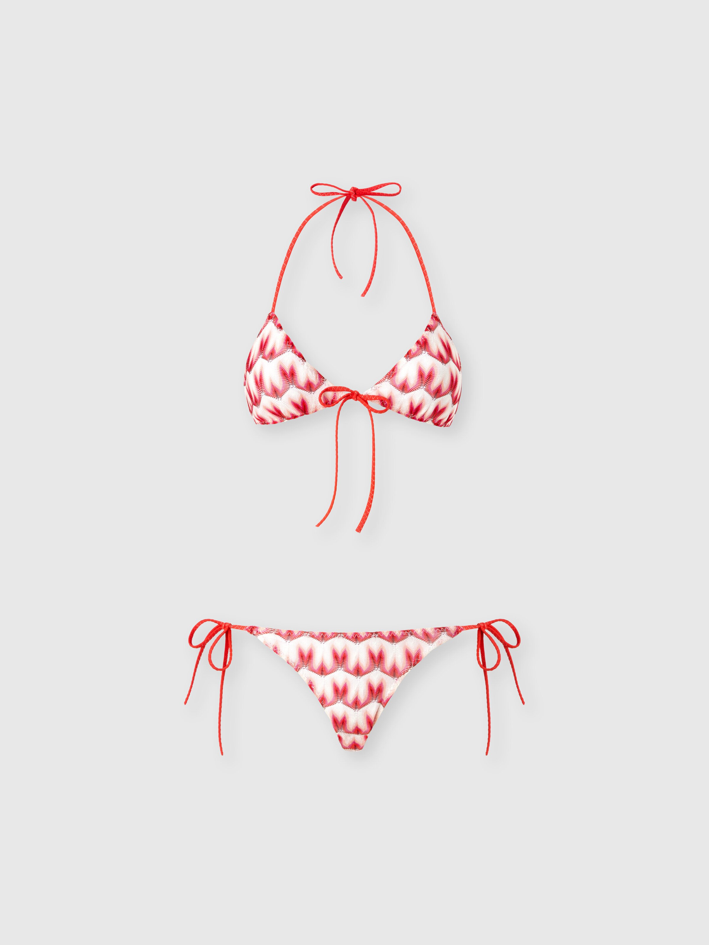 Triangle bikini in viscose with floral motif, Multicoloured  - 0