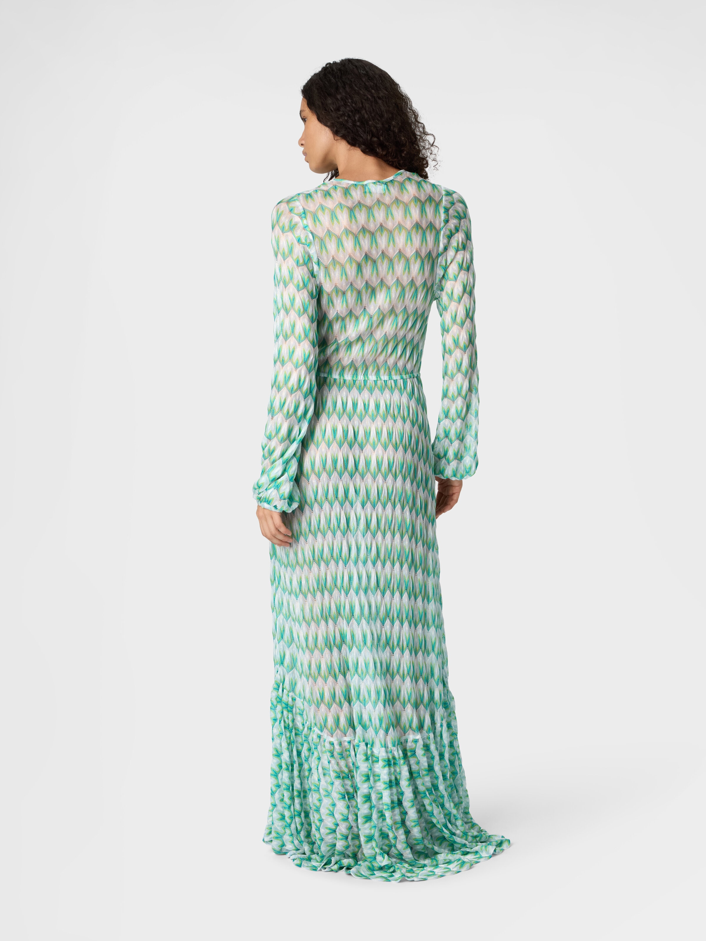 Cover-up in viscose with floral pattern and long sleeves, Multicoloured  - 2