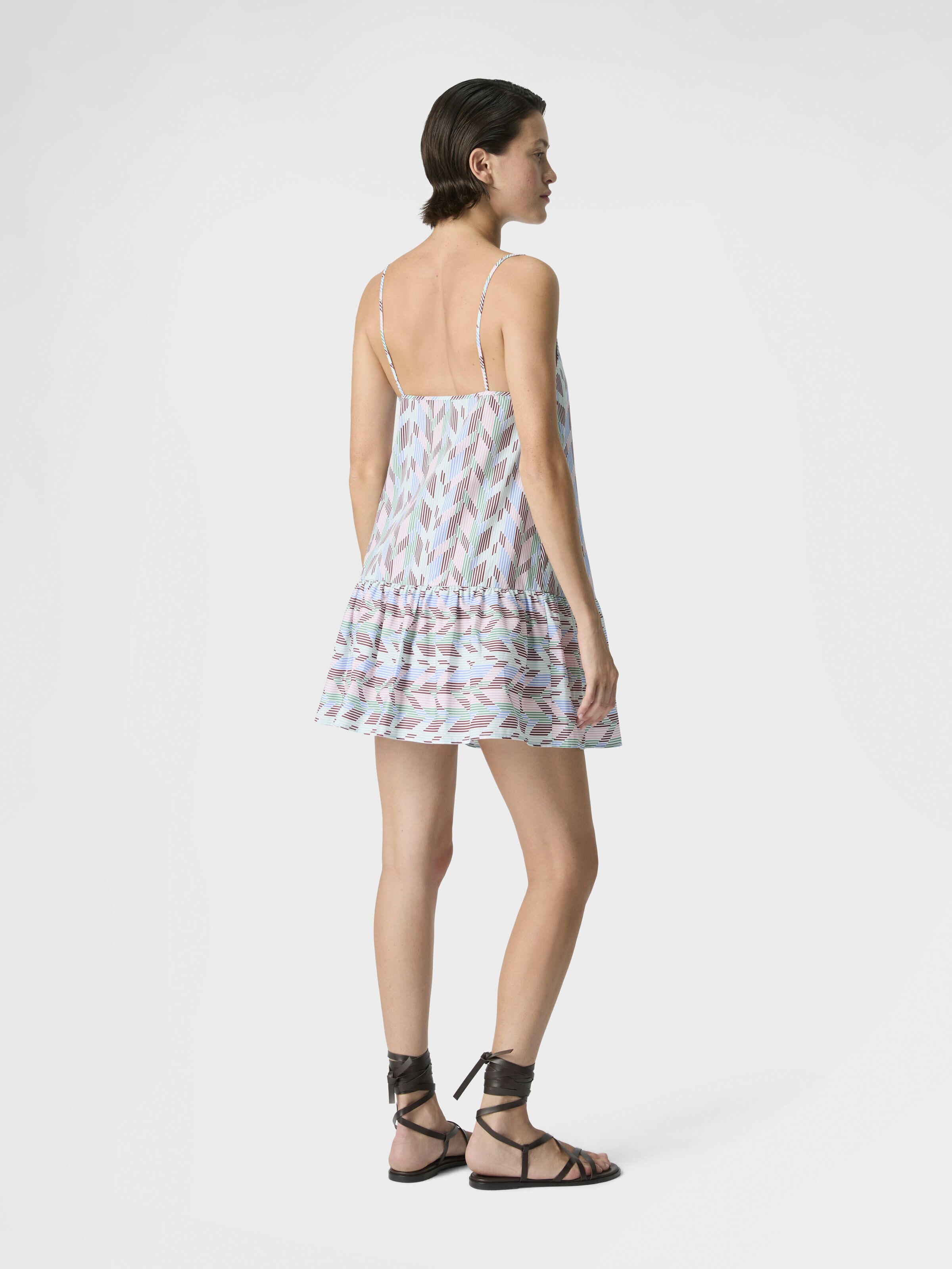 Weites Mini-Strandkleid aus bedrucktem Baumwollpopeline, Mehrfarbig  - 2