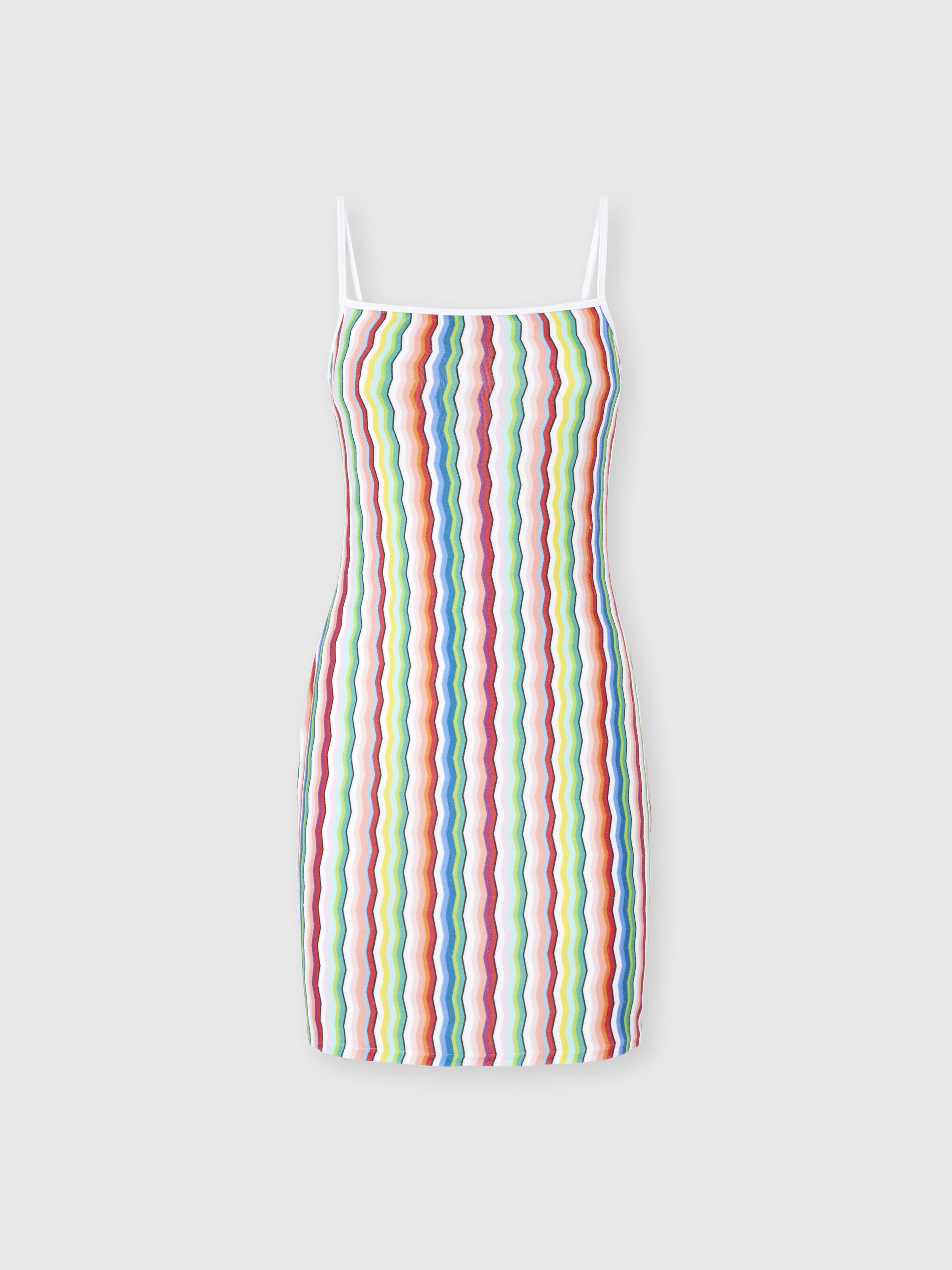 Mini cover-up dress in terry cloth with zigzag print, Multicoloured  - 0