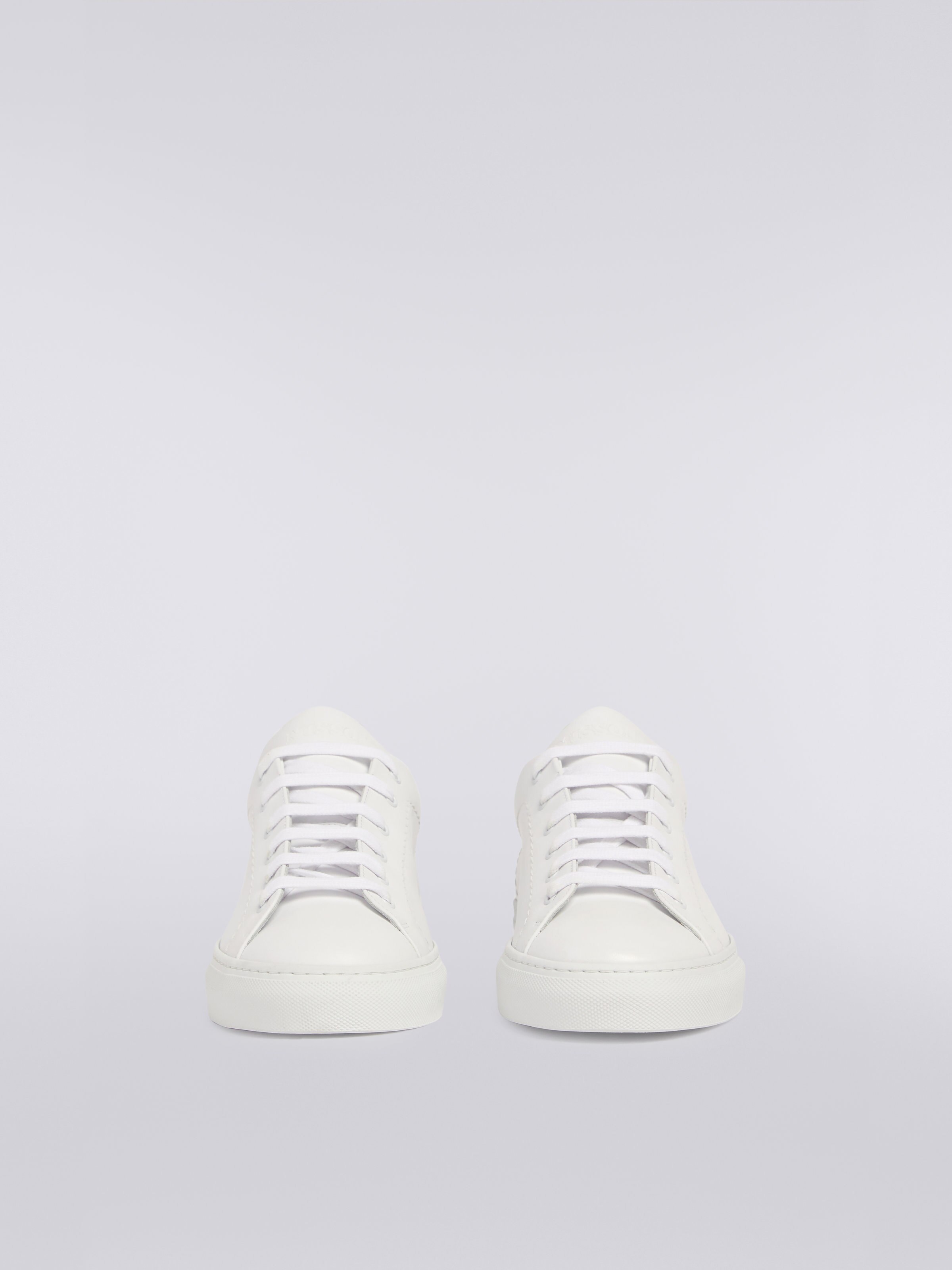 Leather trainers with slub insert, White  - 2