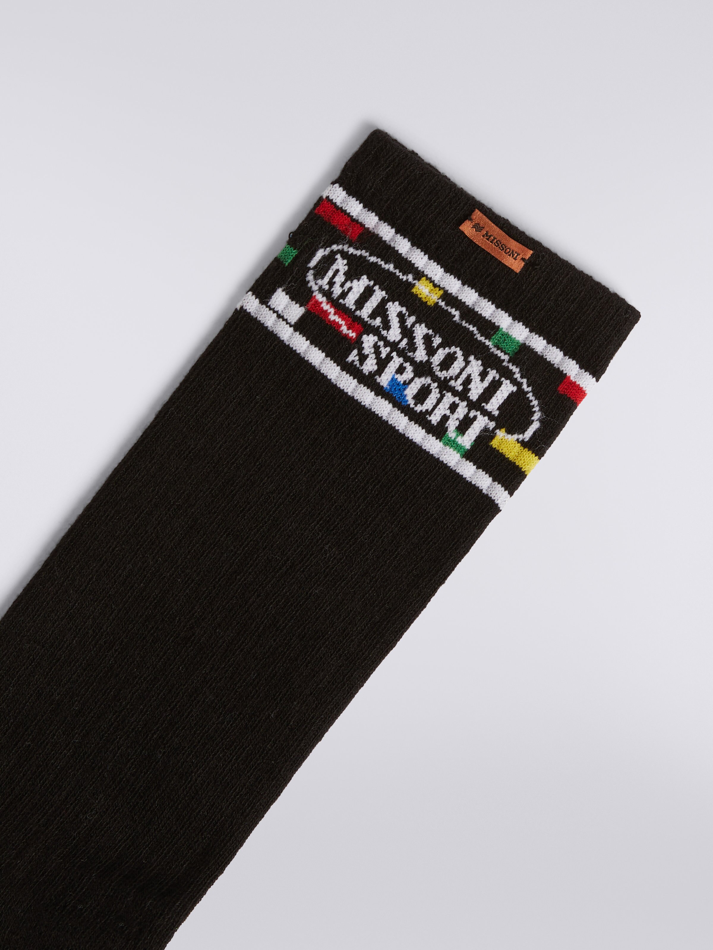 Calzini in spugna di cotone con logo legacy, Nero    - 2