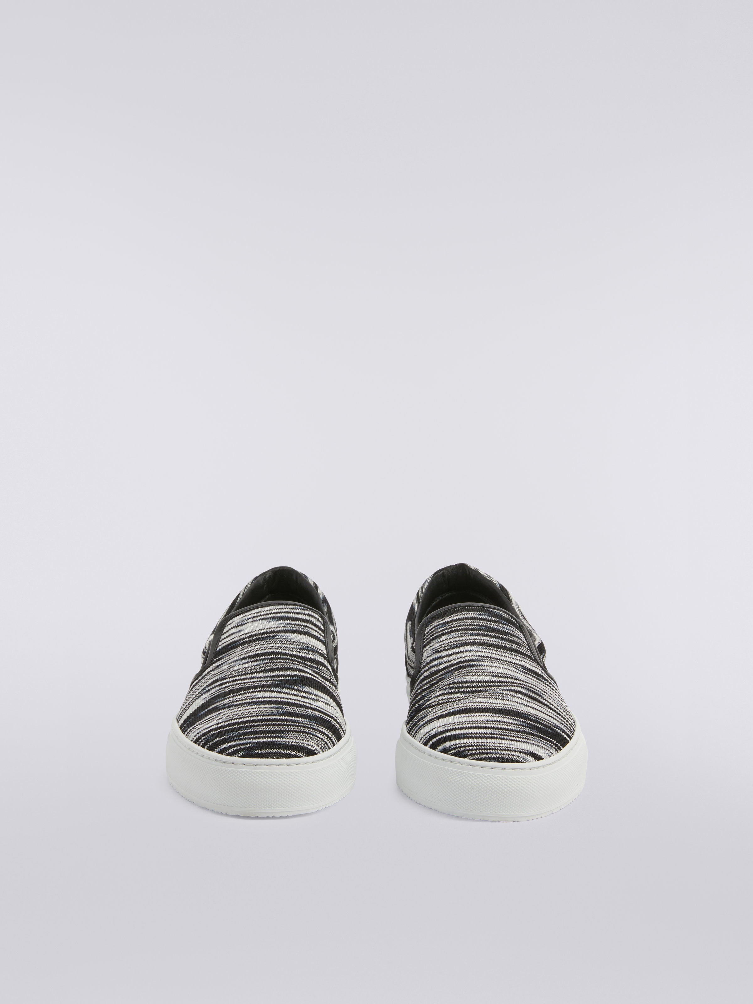 Slip-on trainers with slub fabric upper, White, Black & Grey - 2