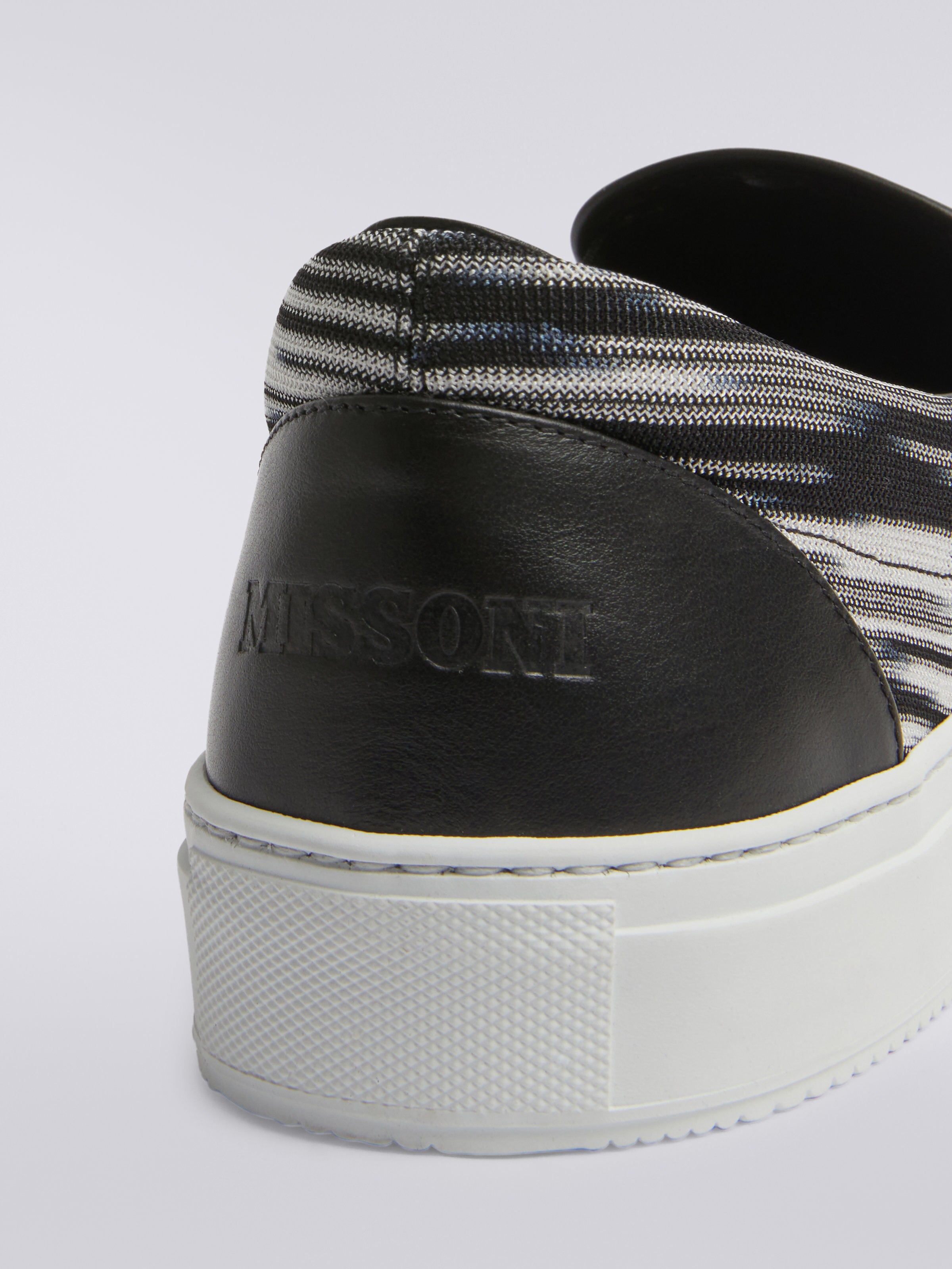 Slip-on trainers with slub fabric upper, White, Black & Grey - 3