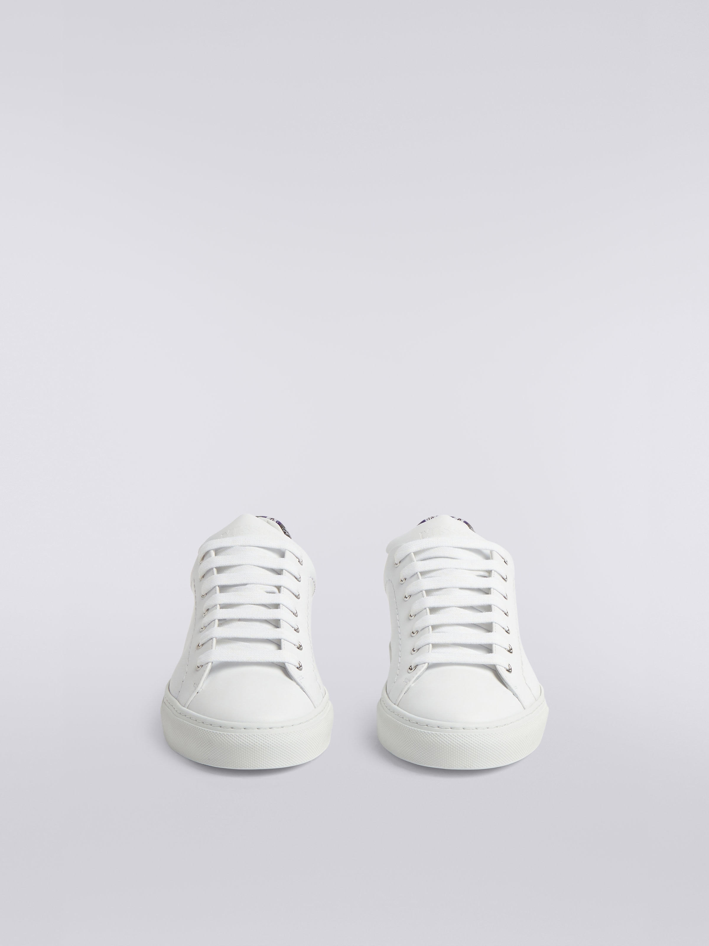 Sneakers in pelle con dettagli in maglia chevron, Bianco  - 2