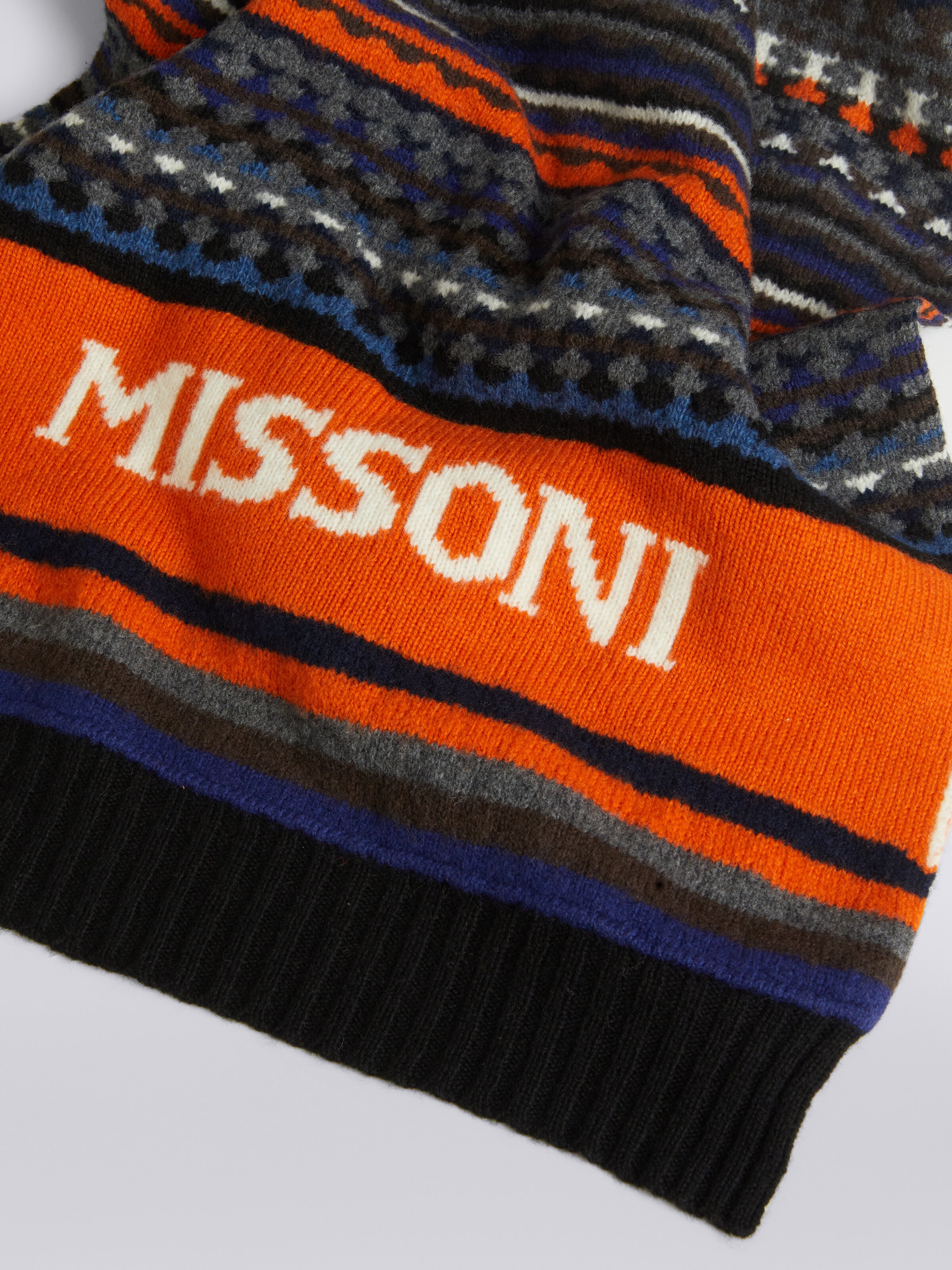 Jacquard wool scarf with logo, Multicoloured  - 1