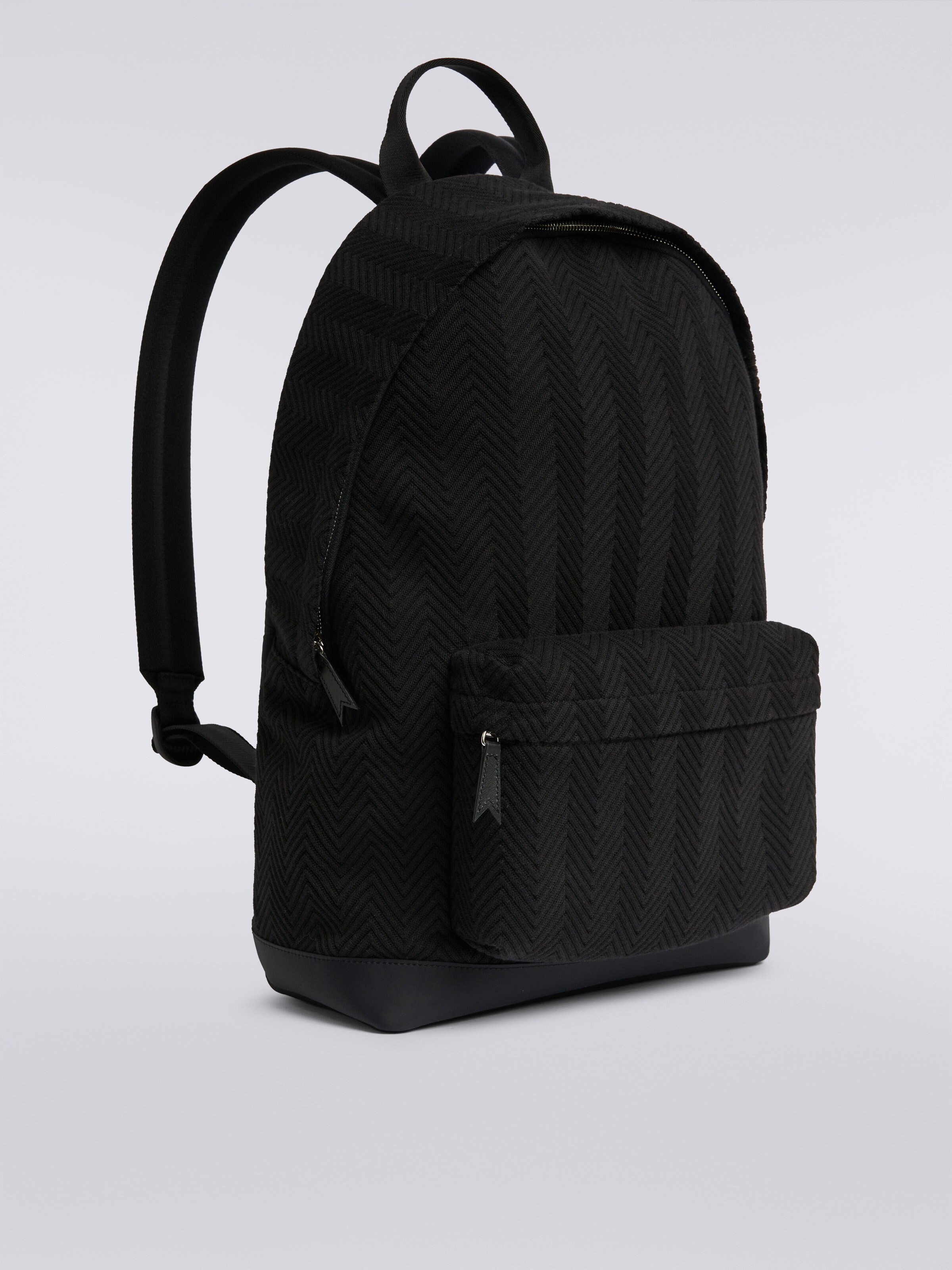 Zaino in tessuto zig zag, Nero    - 1
