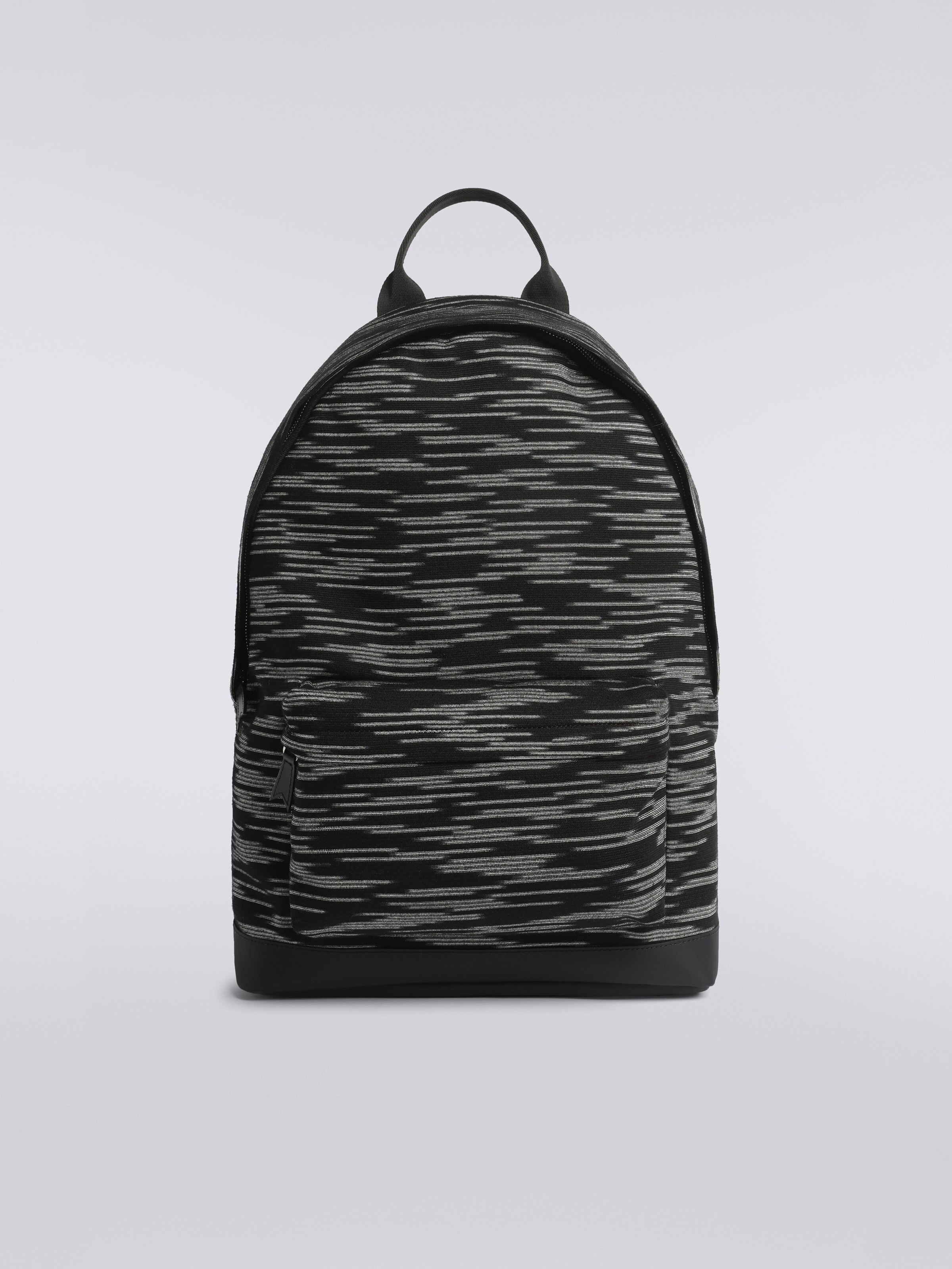 Slub wool and viscose rucksack, Black & White - 0