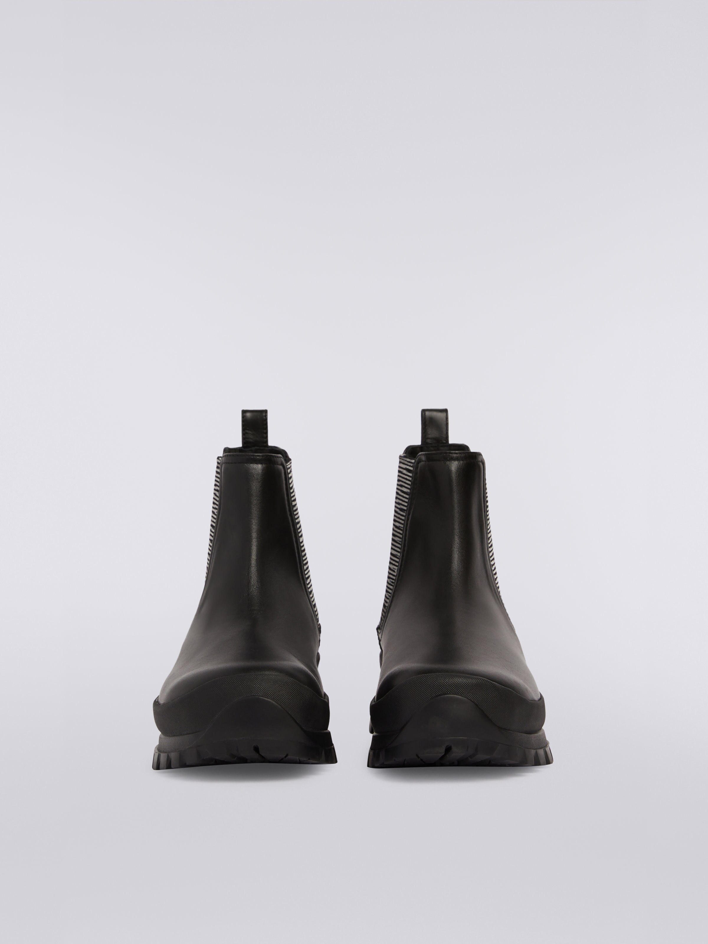 Bottines en cuir avec détails flammés, Noir    - 2