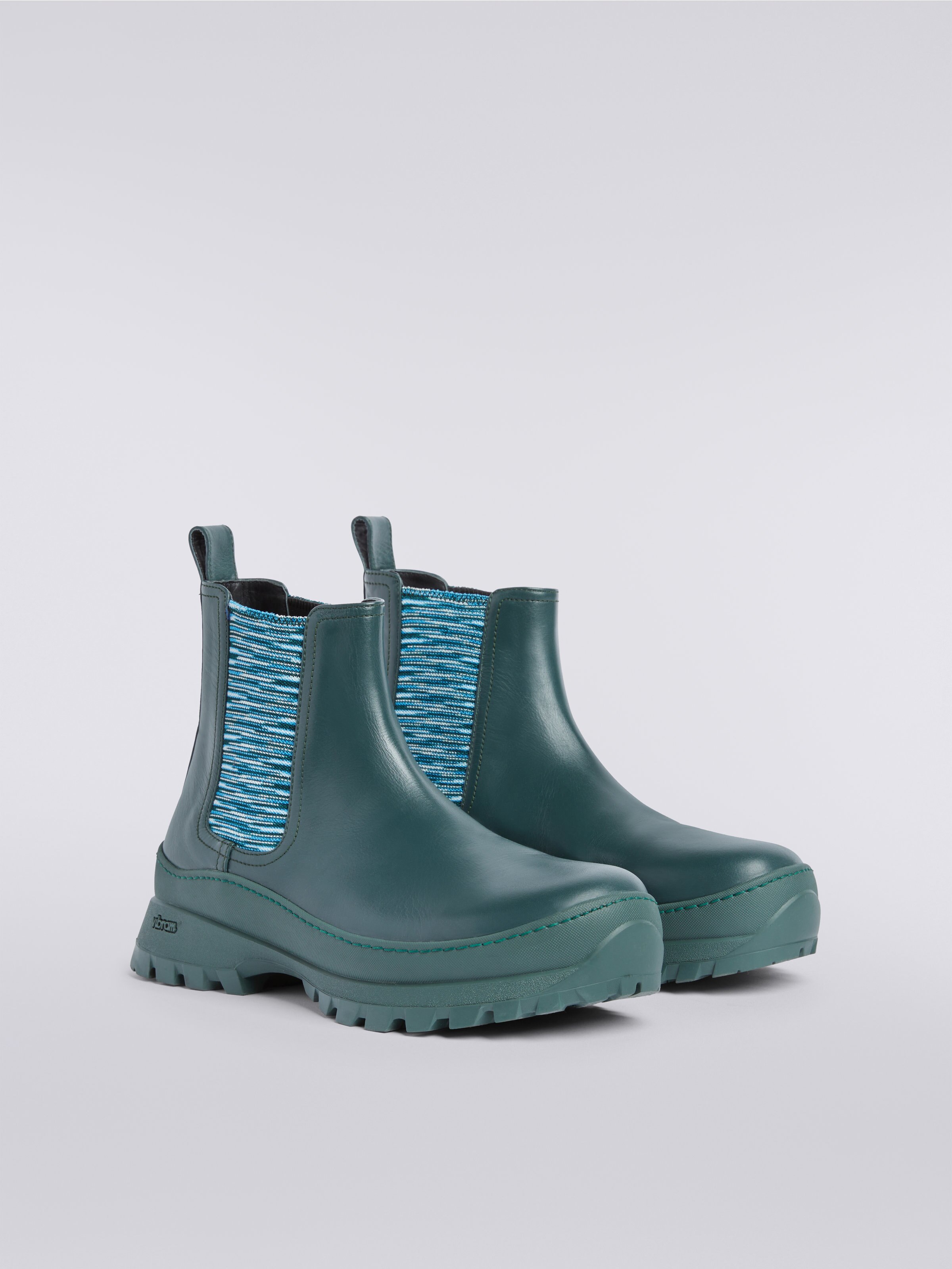 Leather ankle boots with slub details, Multicoloured  - 1
