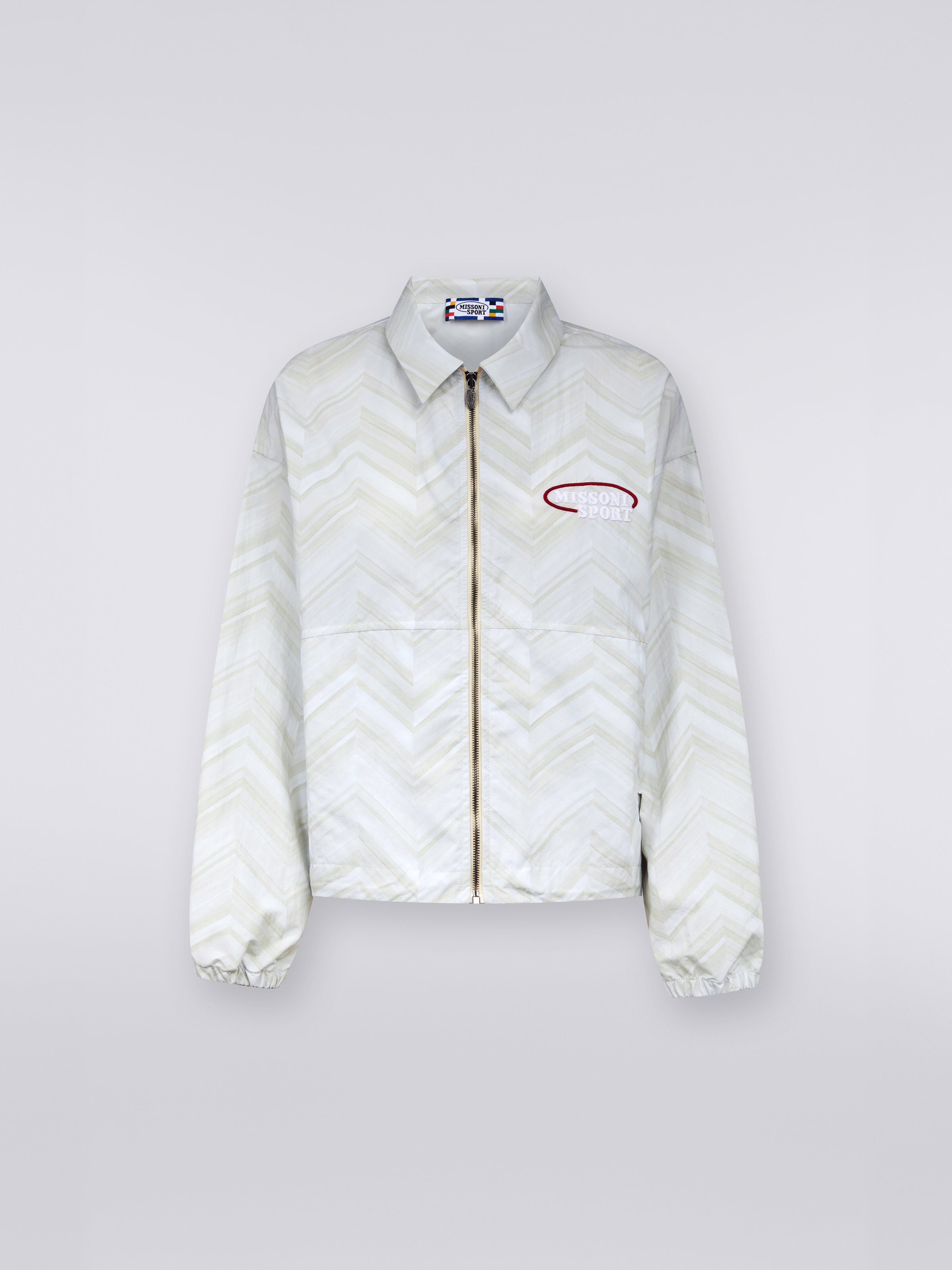 Windbreaker in nylon chevron, White  - 0