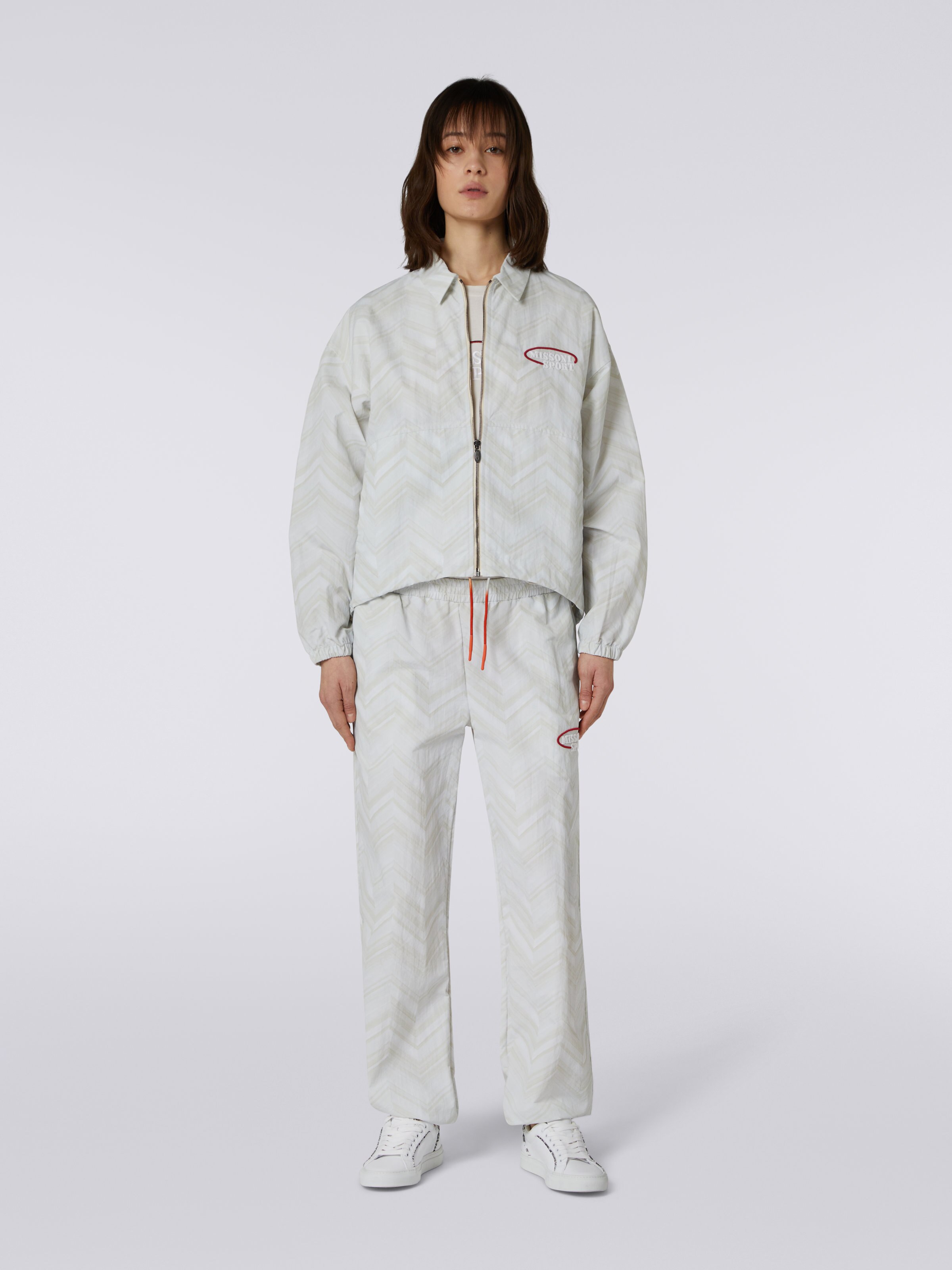 Windbreaker in nylon chevron, White  - 1