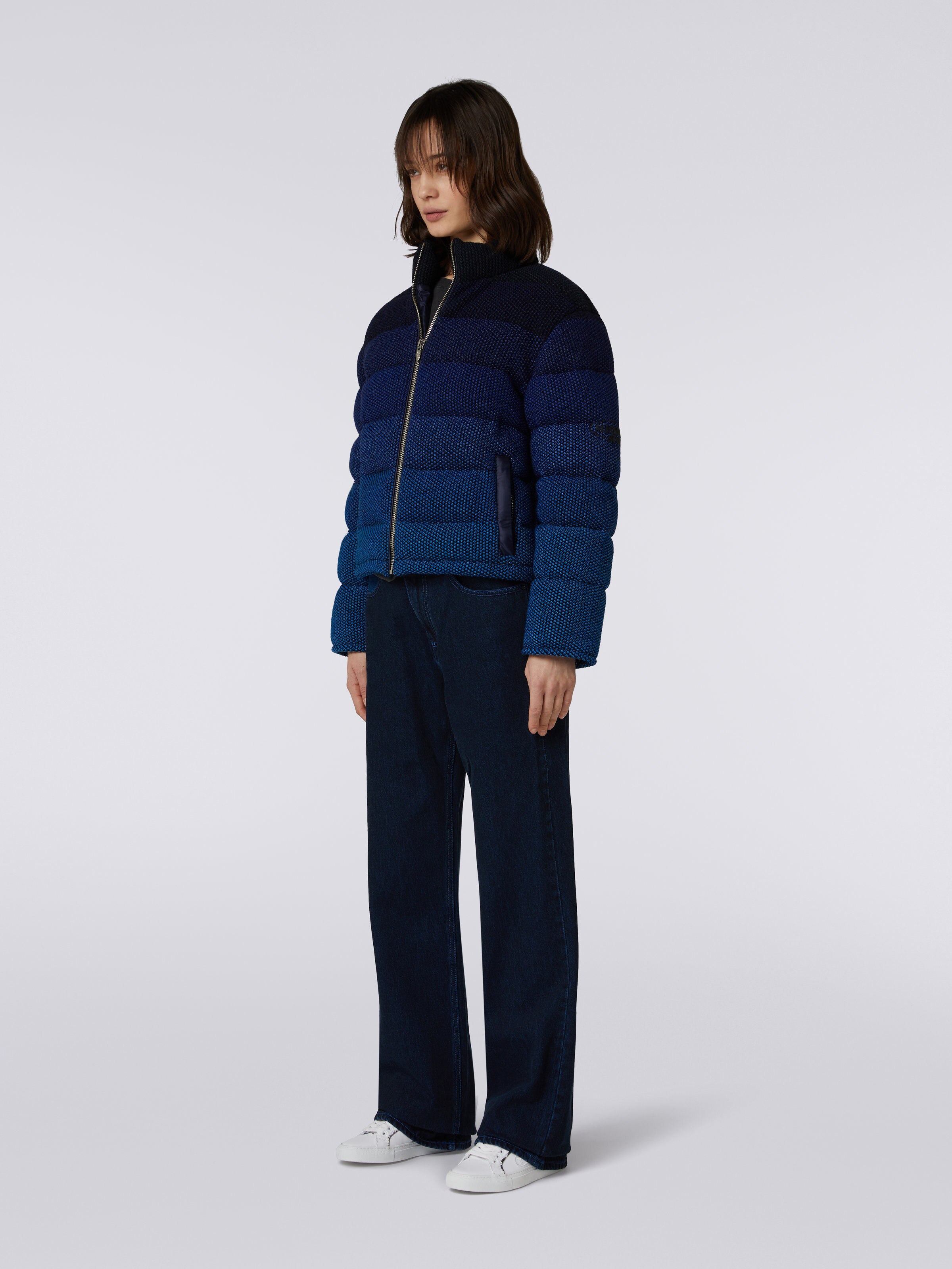 Cropped jacket in dégradé padded cotton blend, Black & Blue - 2