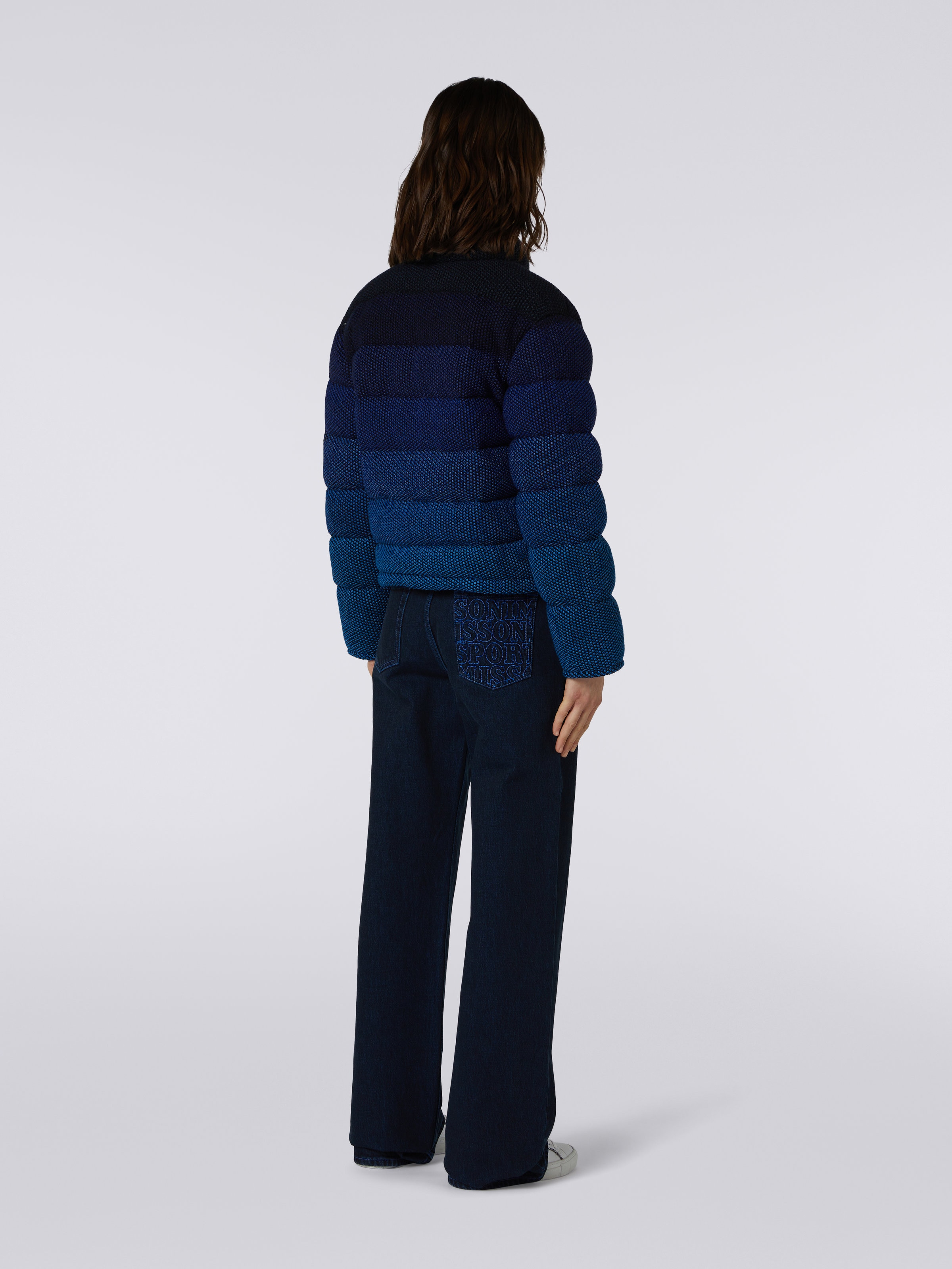 Cropped jacket in dégradé padded cotton blend, Black & Blue - 3