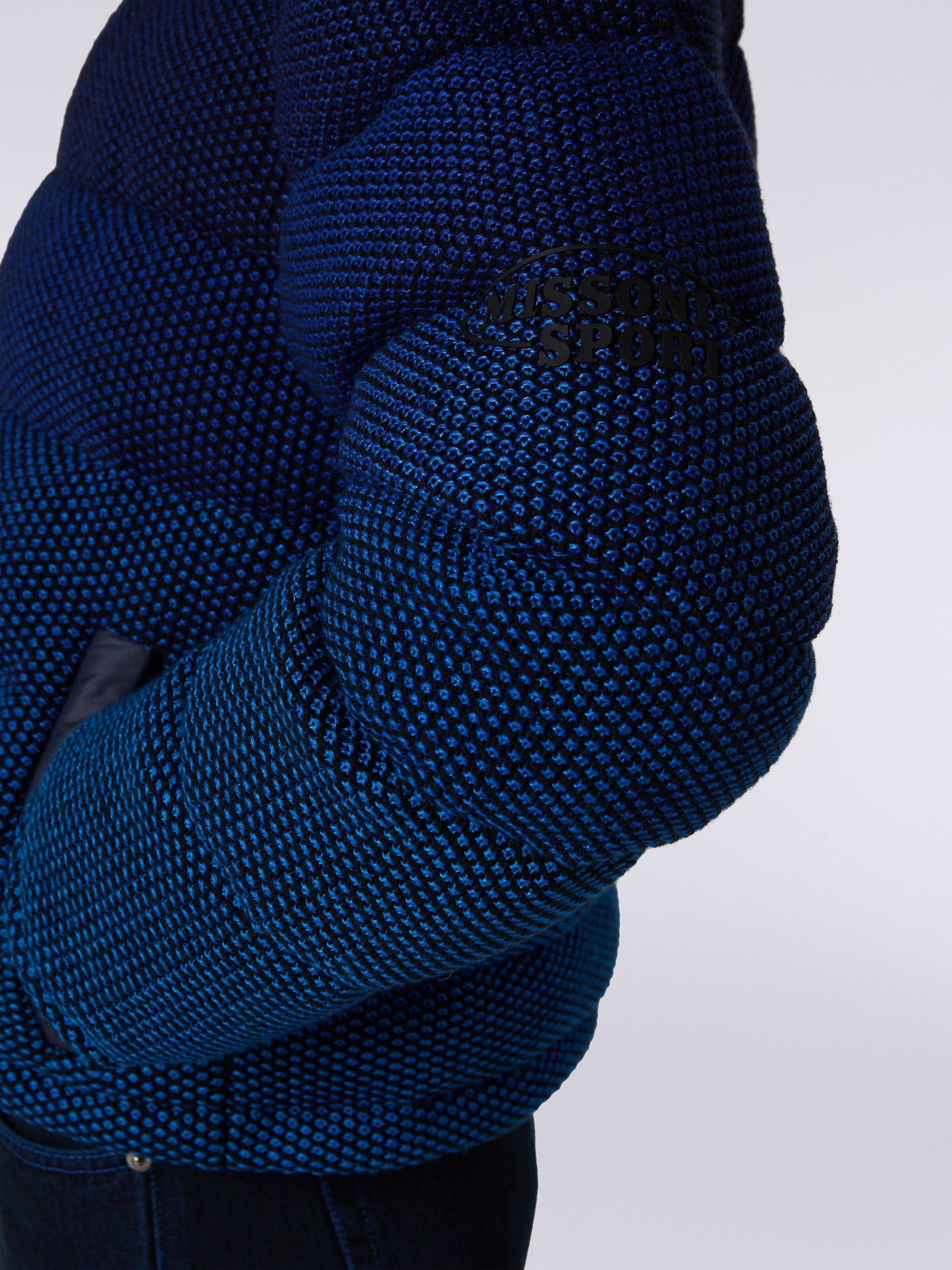 Cropped jacket in dégradé padded cotton blend, Black & Blue - 4